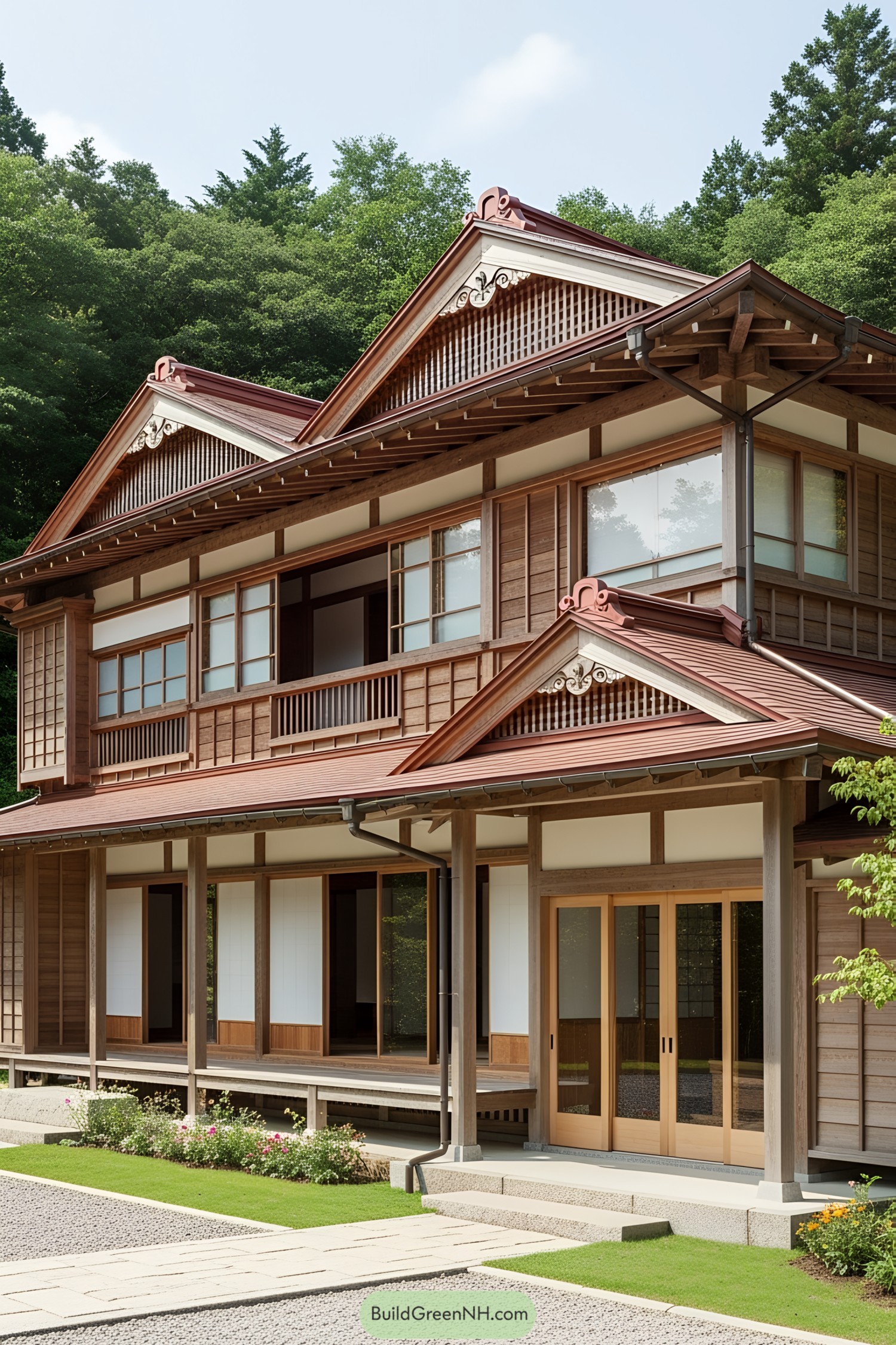 Traditional Japanese farmhouse with wooden features