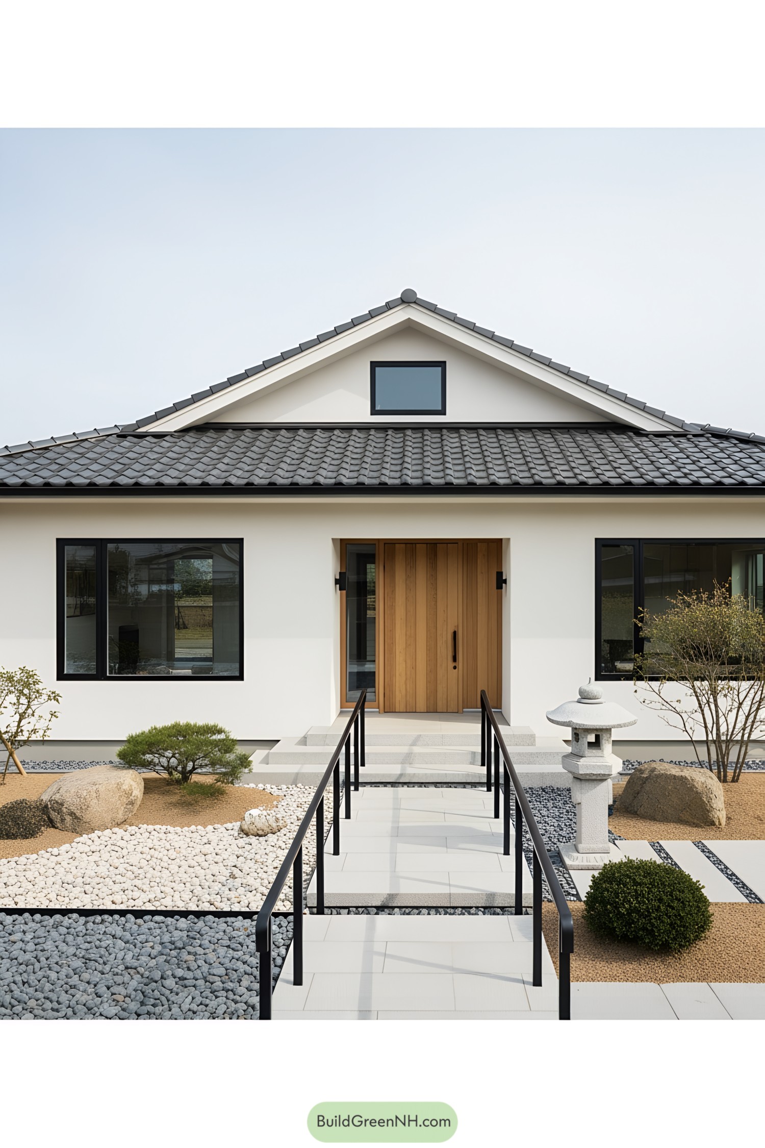 Elegant Japanese-inspired house with a zen garden