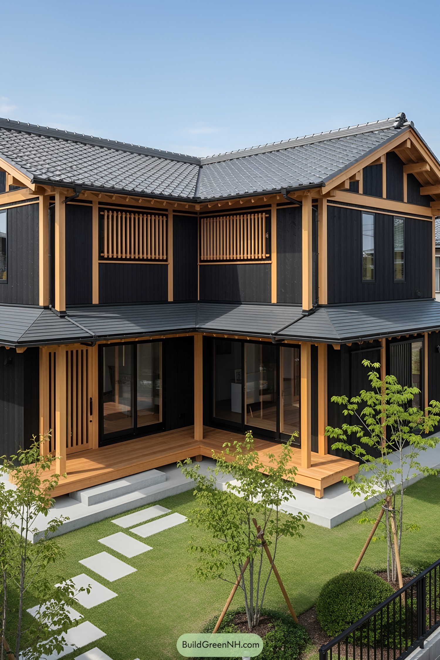 Charming Japanese-style house with wooden accents