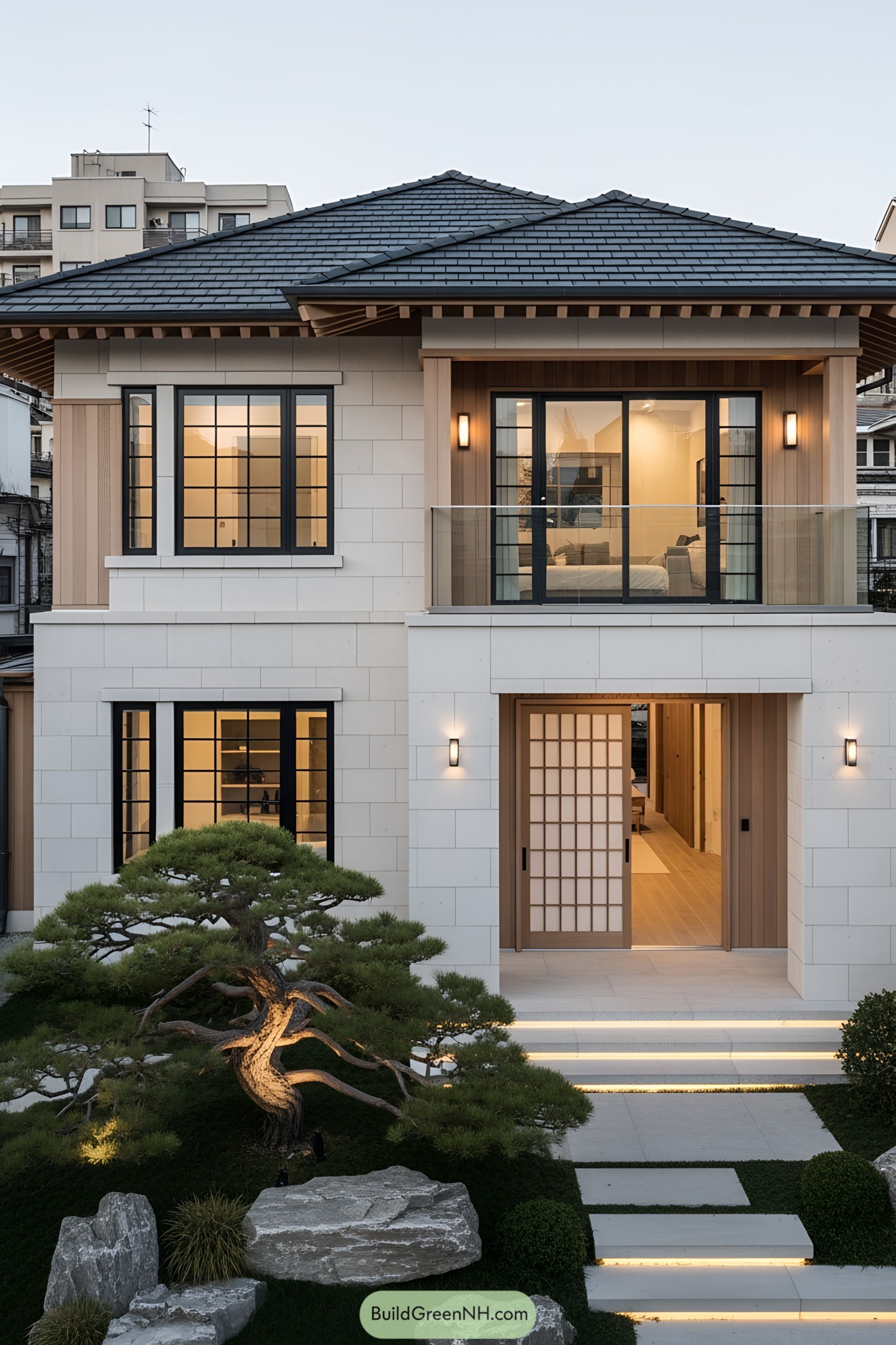 Modern Japanese-inspired house with elegant garden