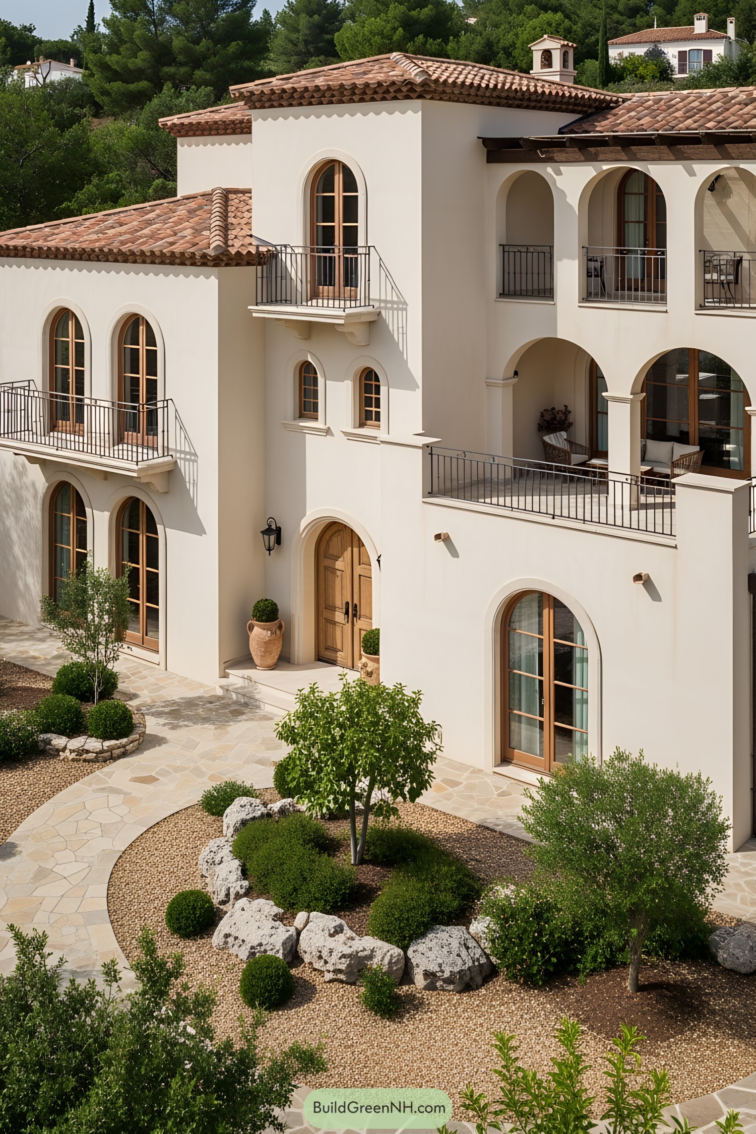 Mediterranean-style house with arches and terraces