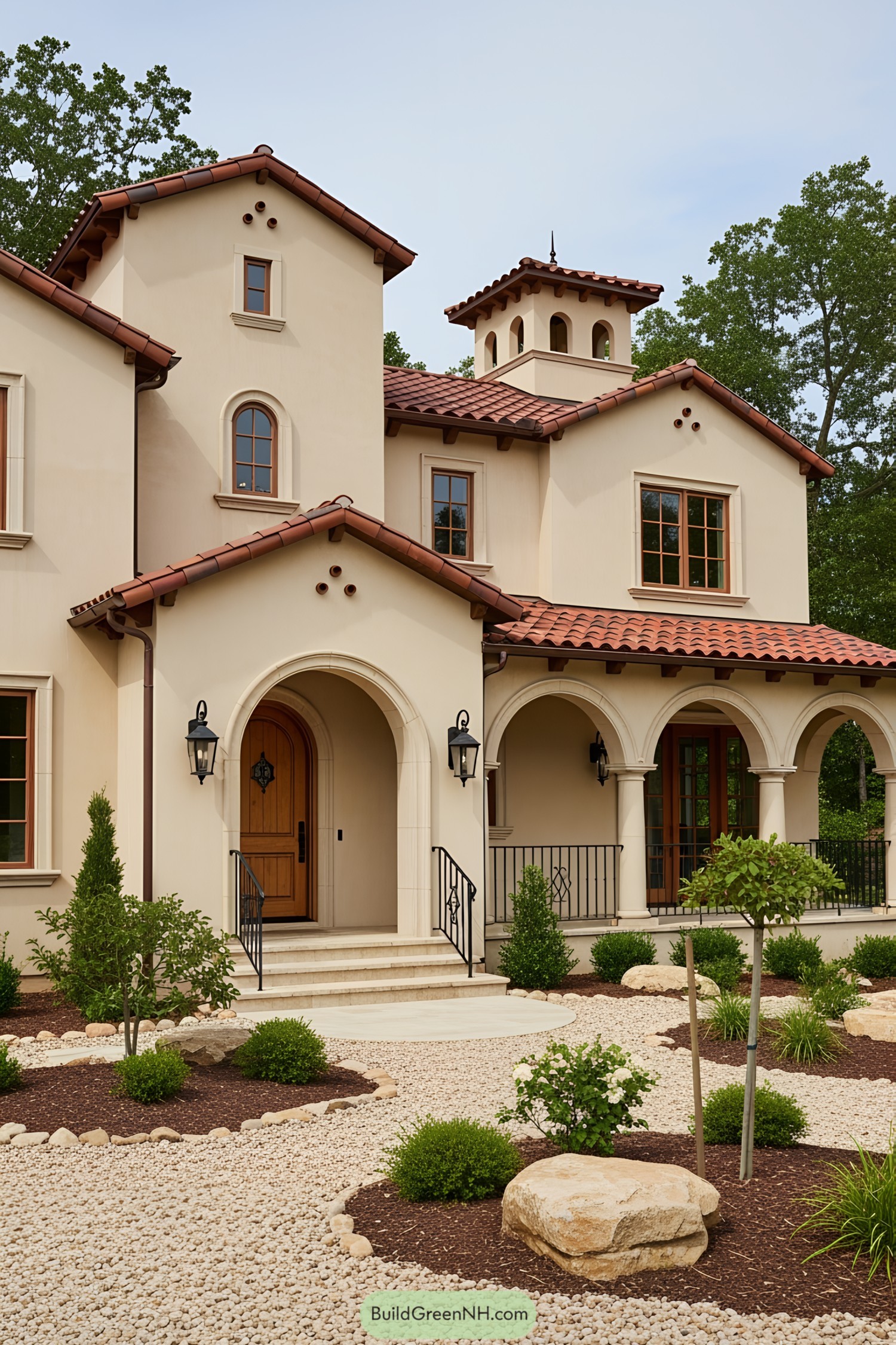Mediterranean-style house with arches and terracotta roof