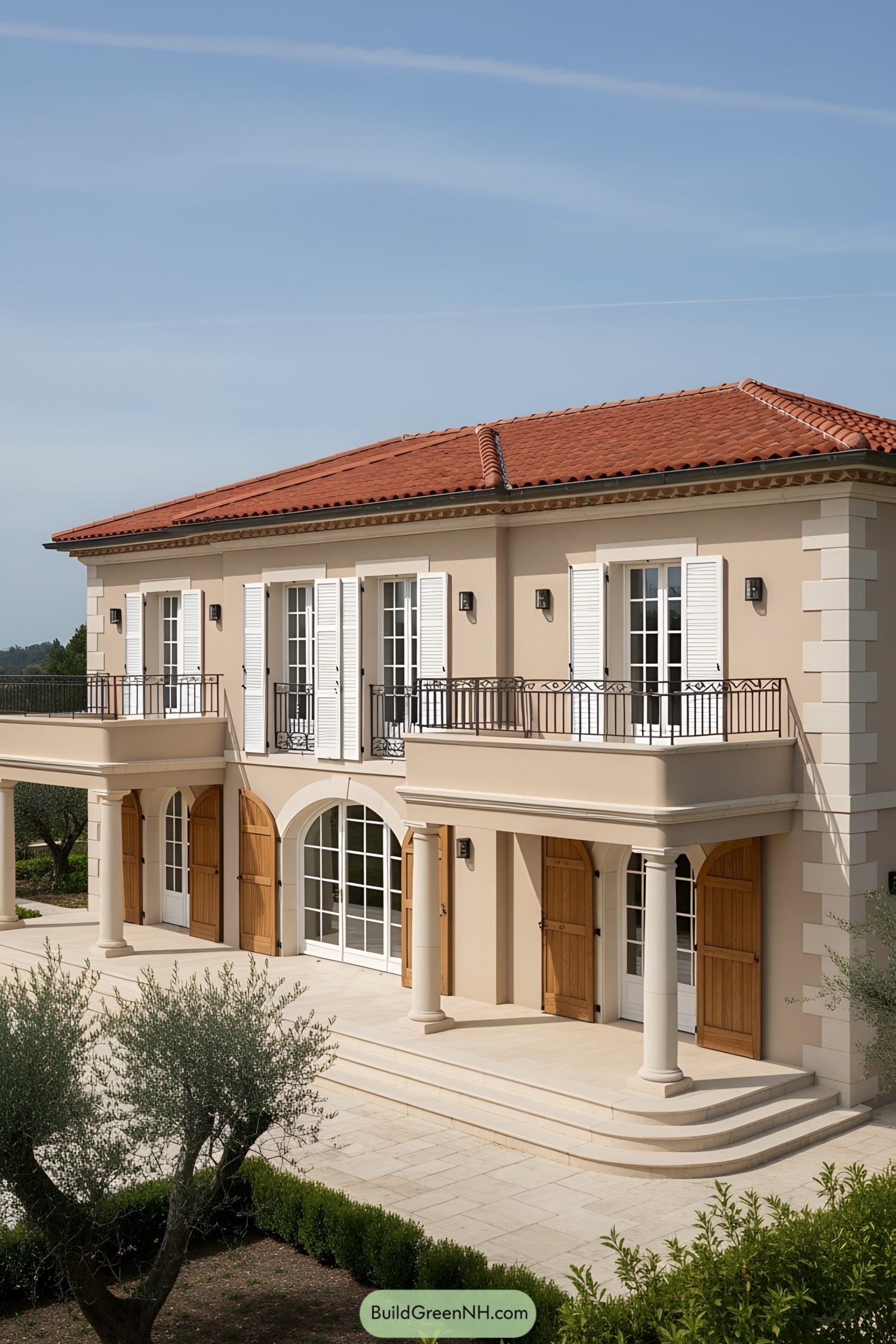 Mediterranean house with arches and balconies