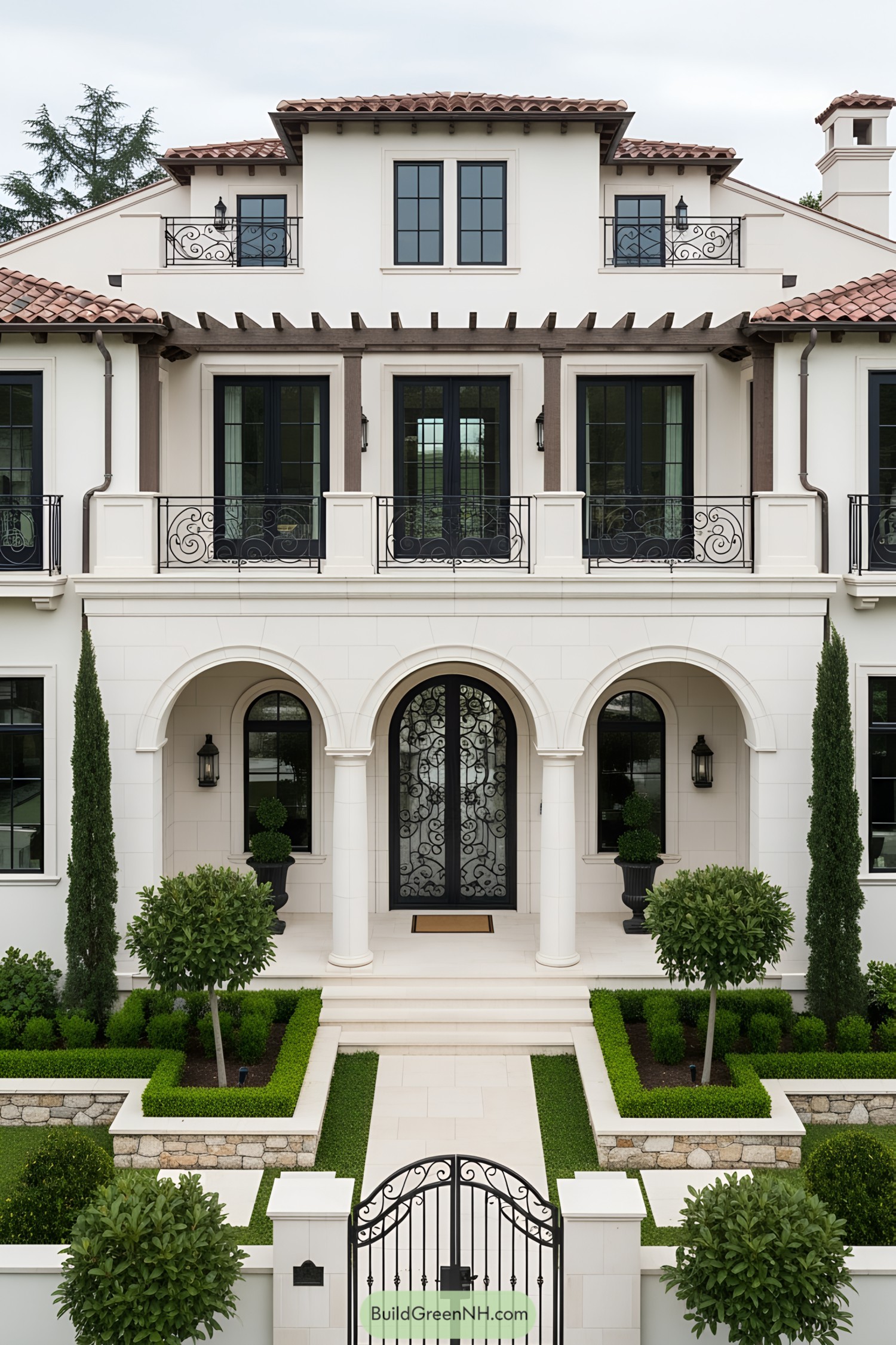 Mediterranean house with lush garden