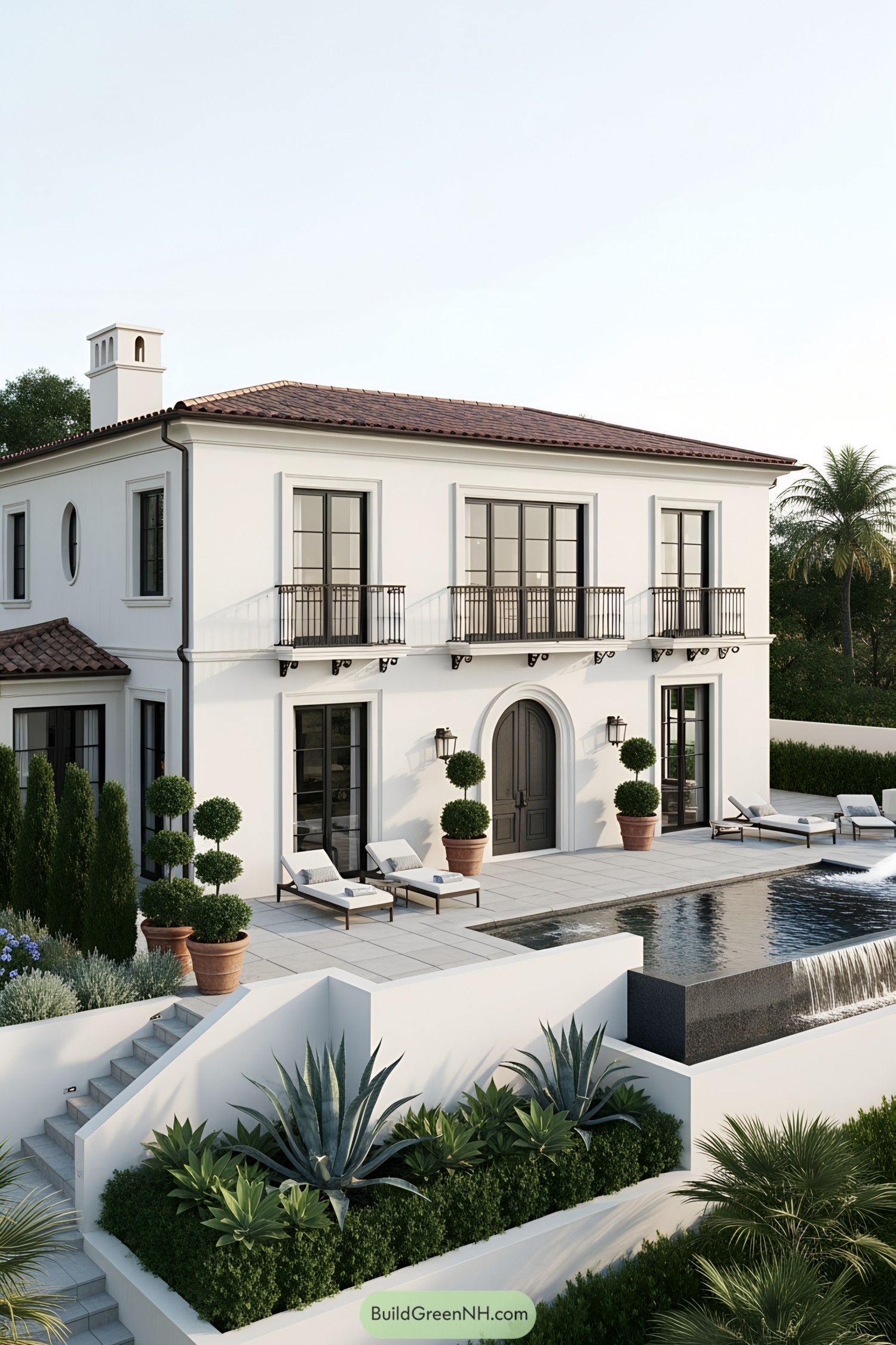 Elegant Mediterranean house with terraces and pool
