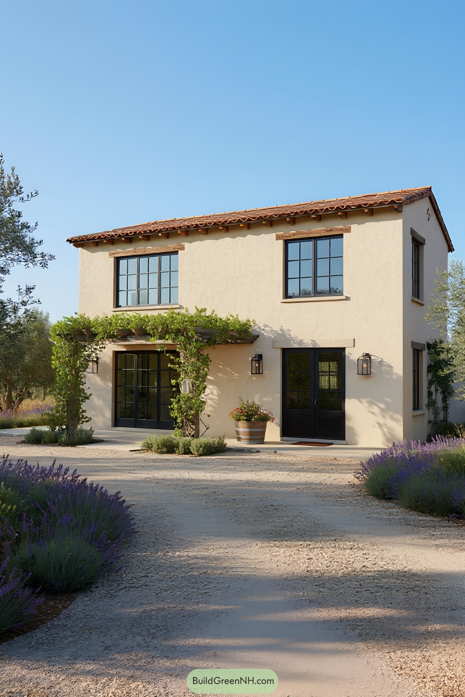 Charming two-story Mediterranean house with lush greenery