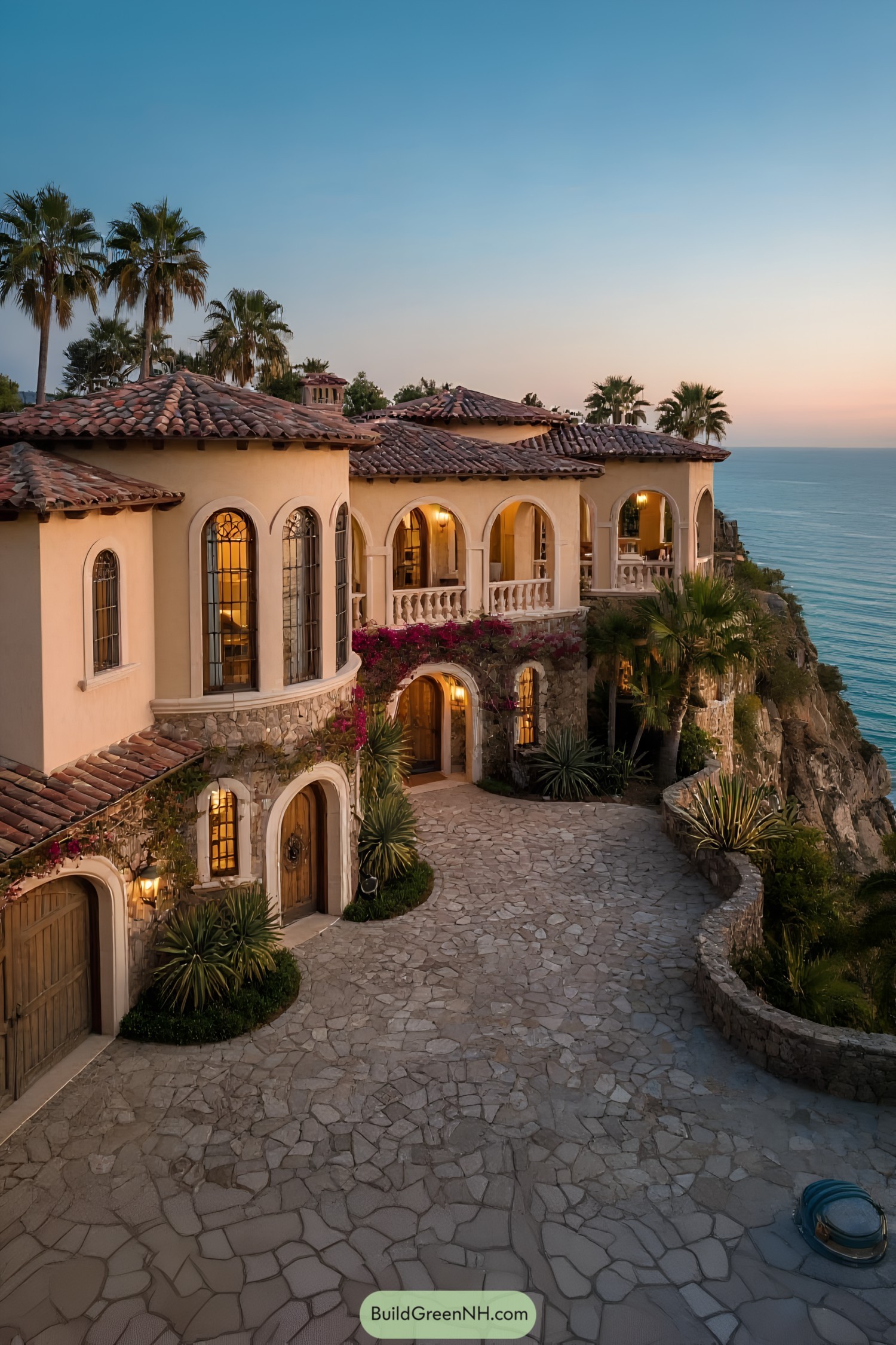 Mediterranean house with arches on a cliff