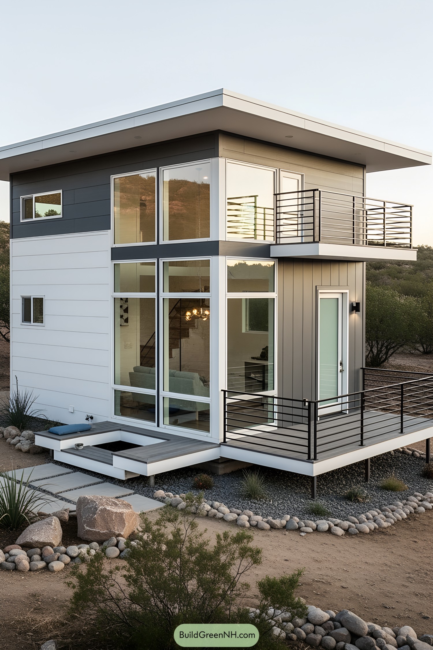Sleek midcentury tiny house with modern accents