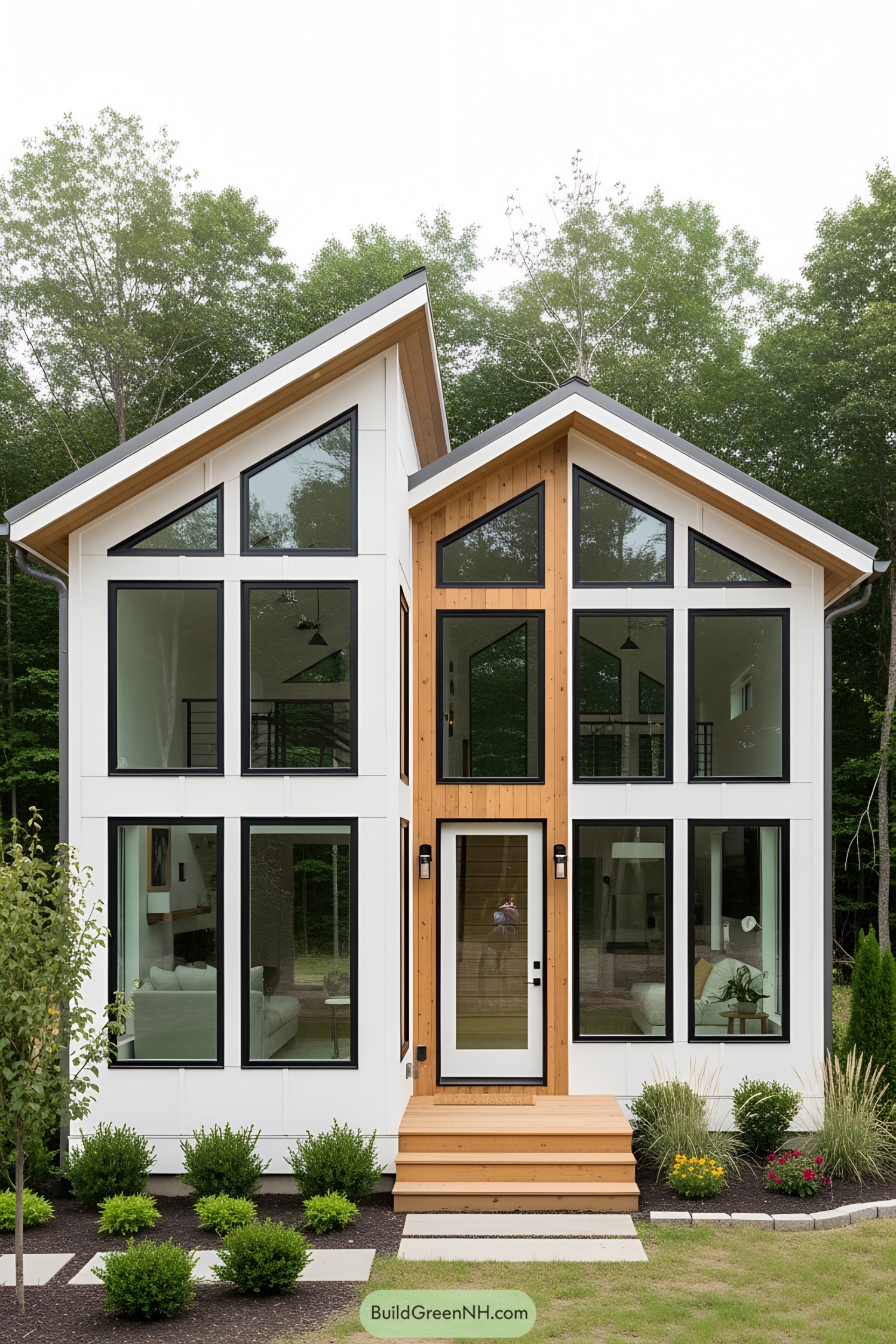 Stylish tiny house with midcentury design and large windows