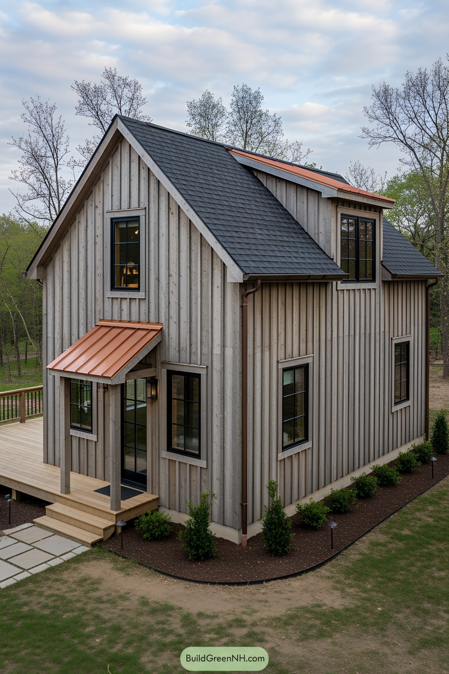 Small wooden barn house with modern accents