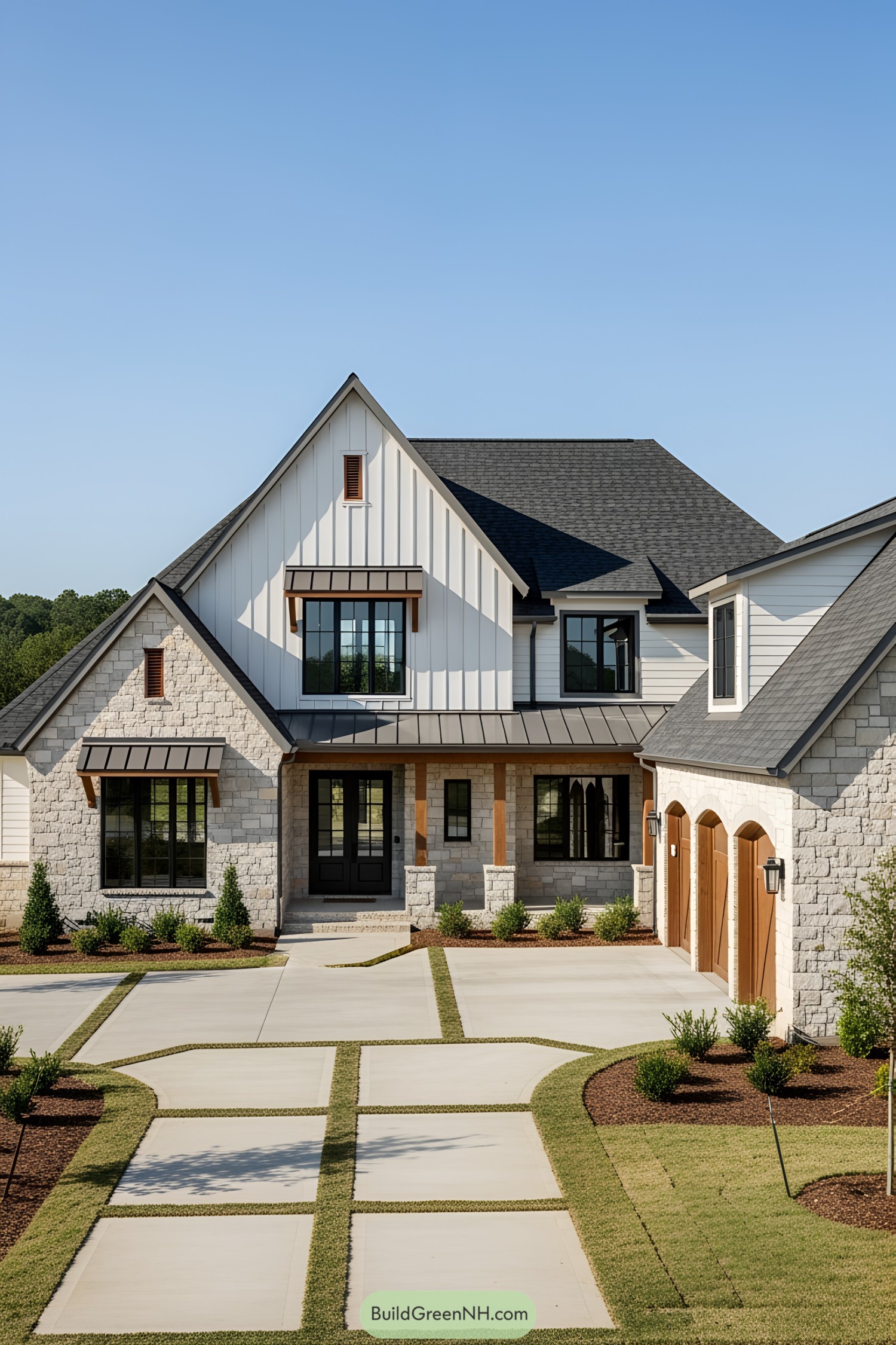 Modern country house with stone and wood accents