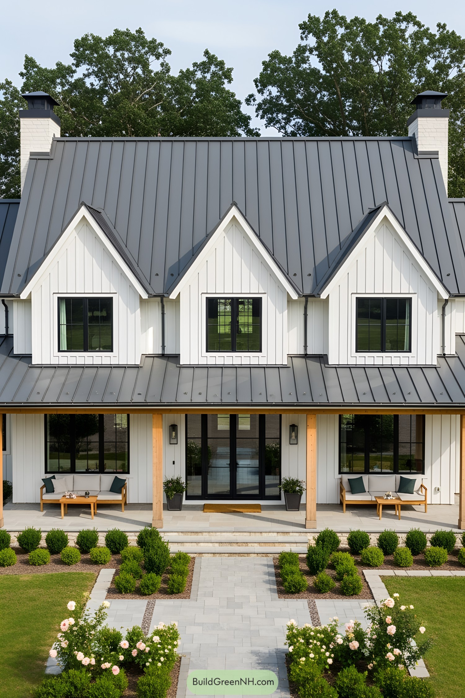 Stylish country house with gray roof
