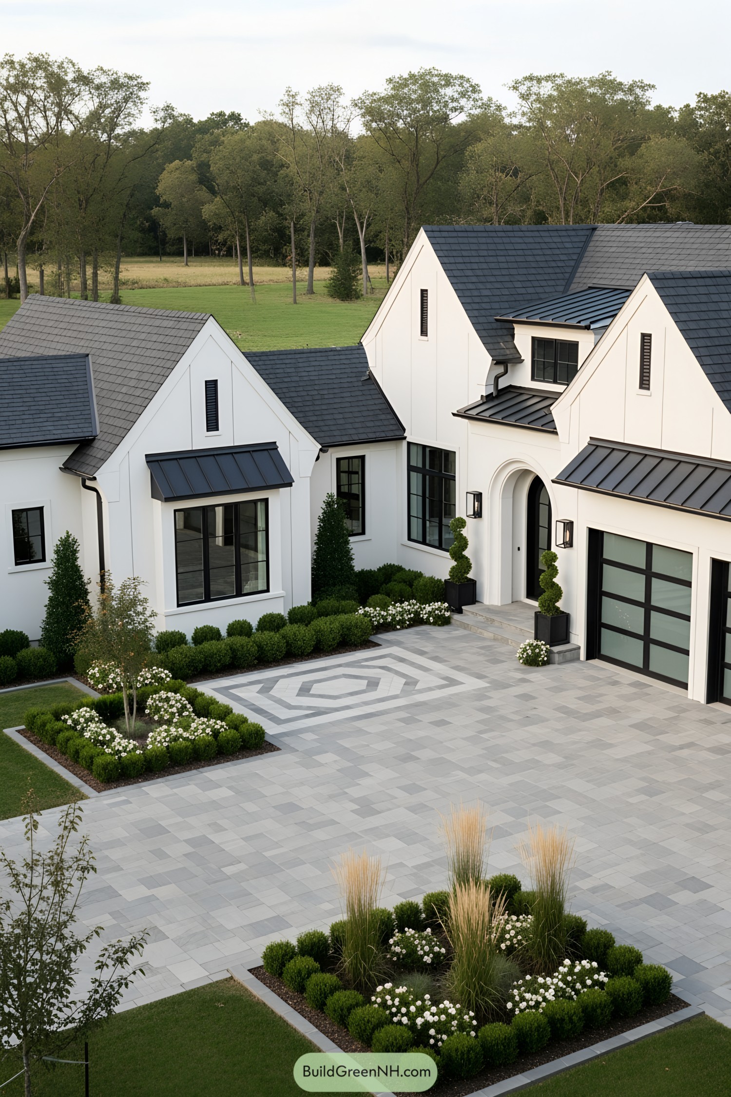 Modern cottage with sleek design and landscaping