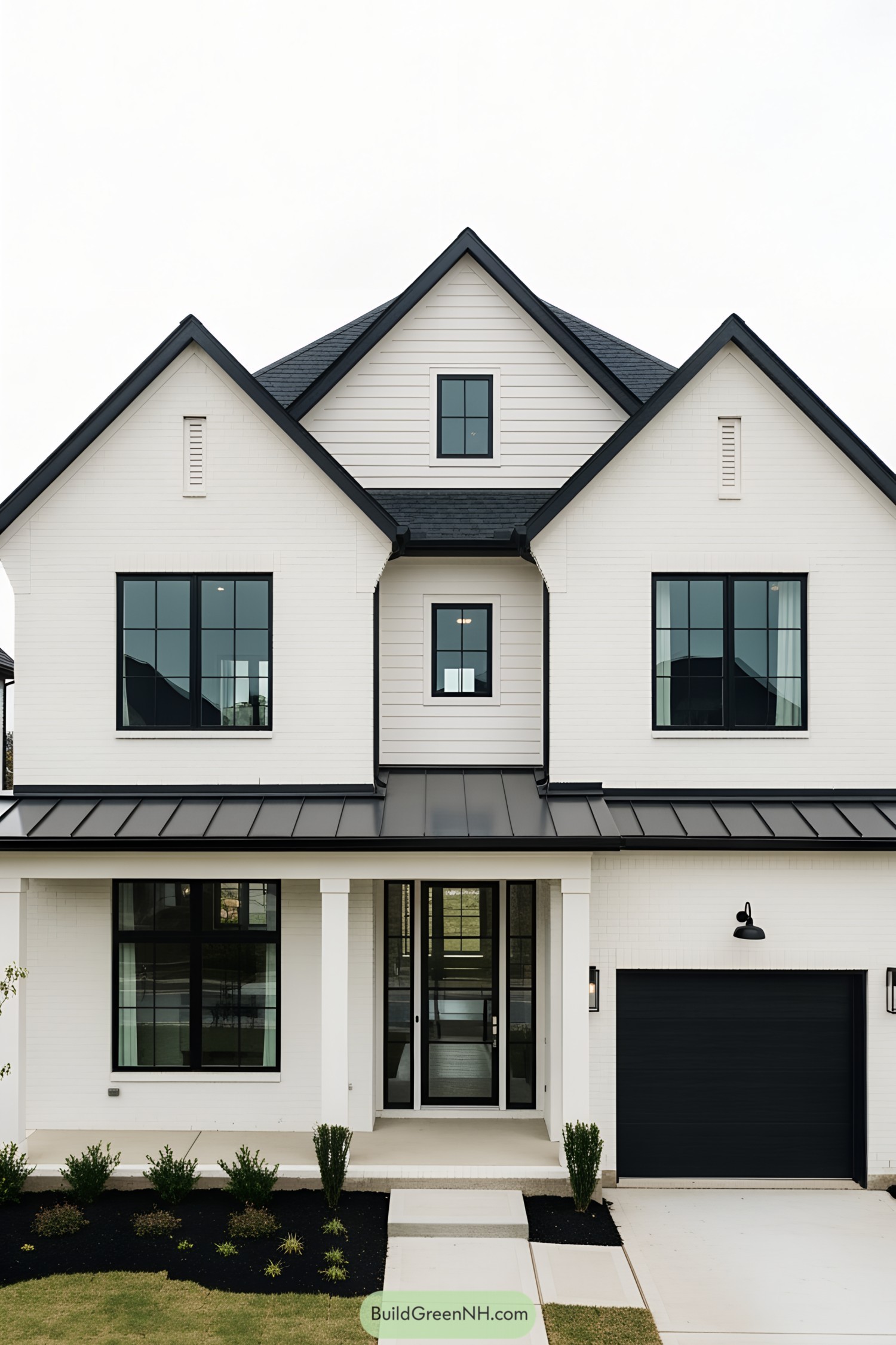 Modern house with black-framed windows and a sleek design