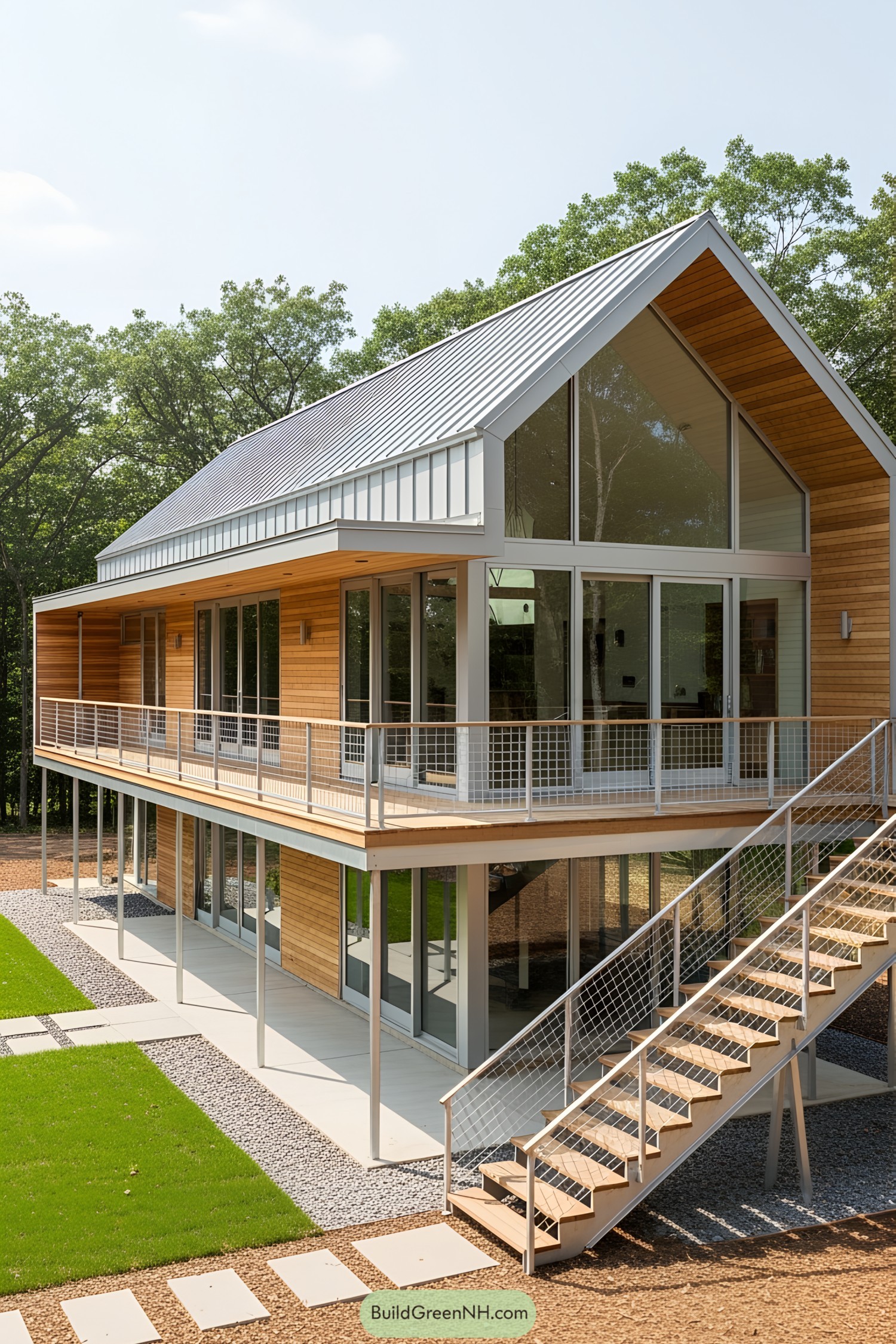 Modern house with a large wraparound deck