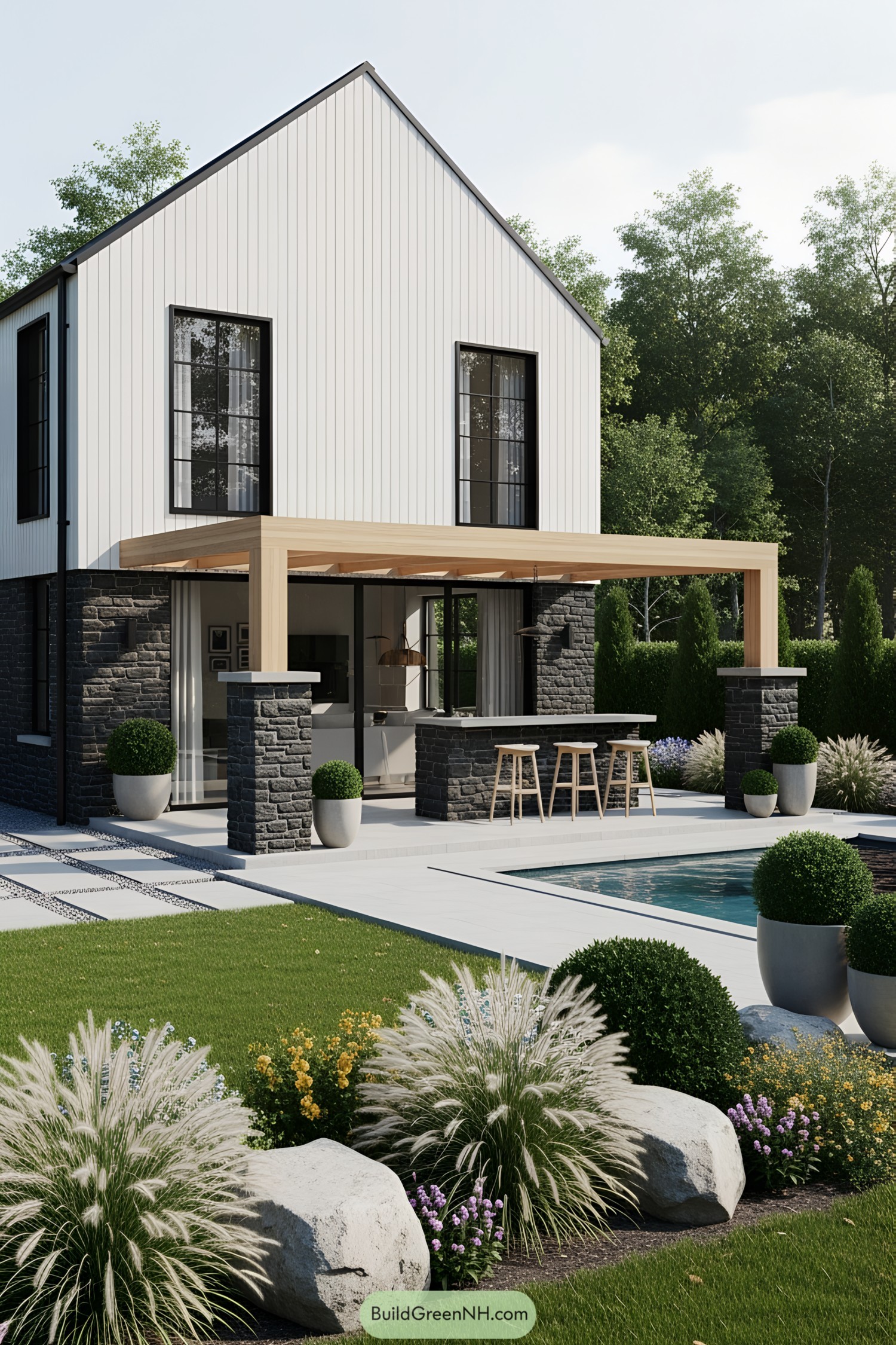 Modern house with garden and patio