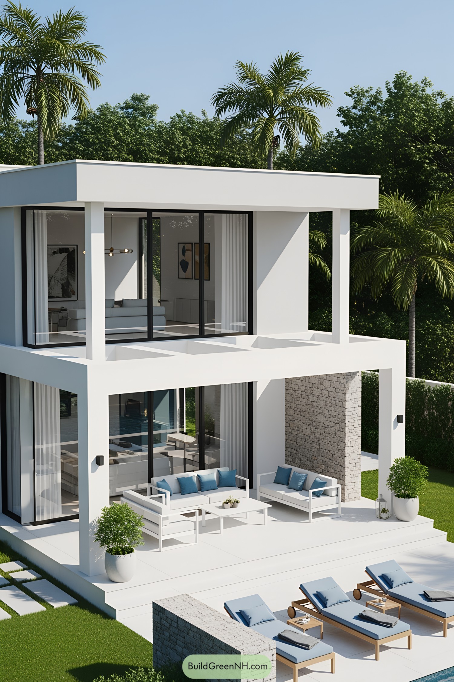 Contemporary white house with spacious terraces