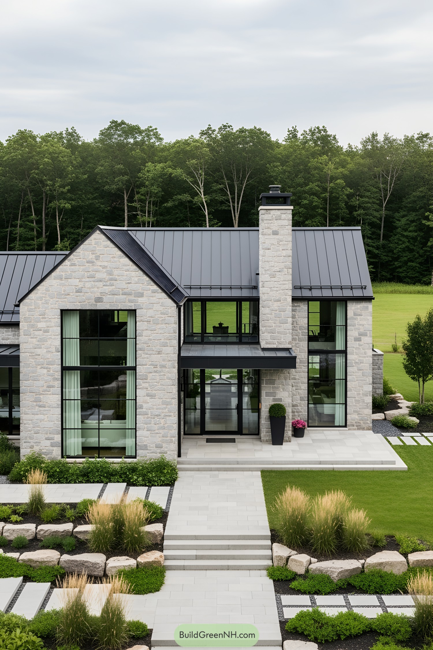 Modern stone cottage with sleek design