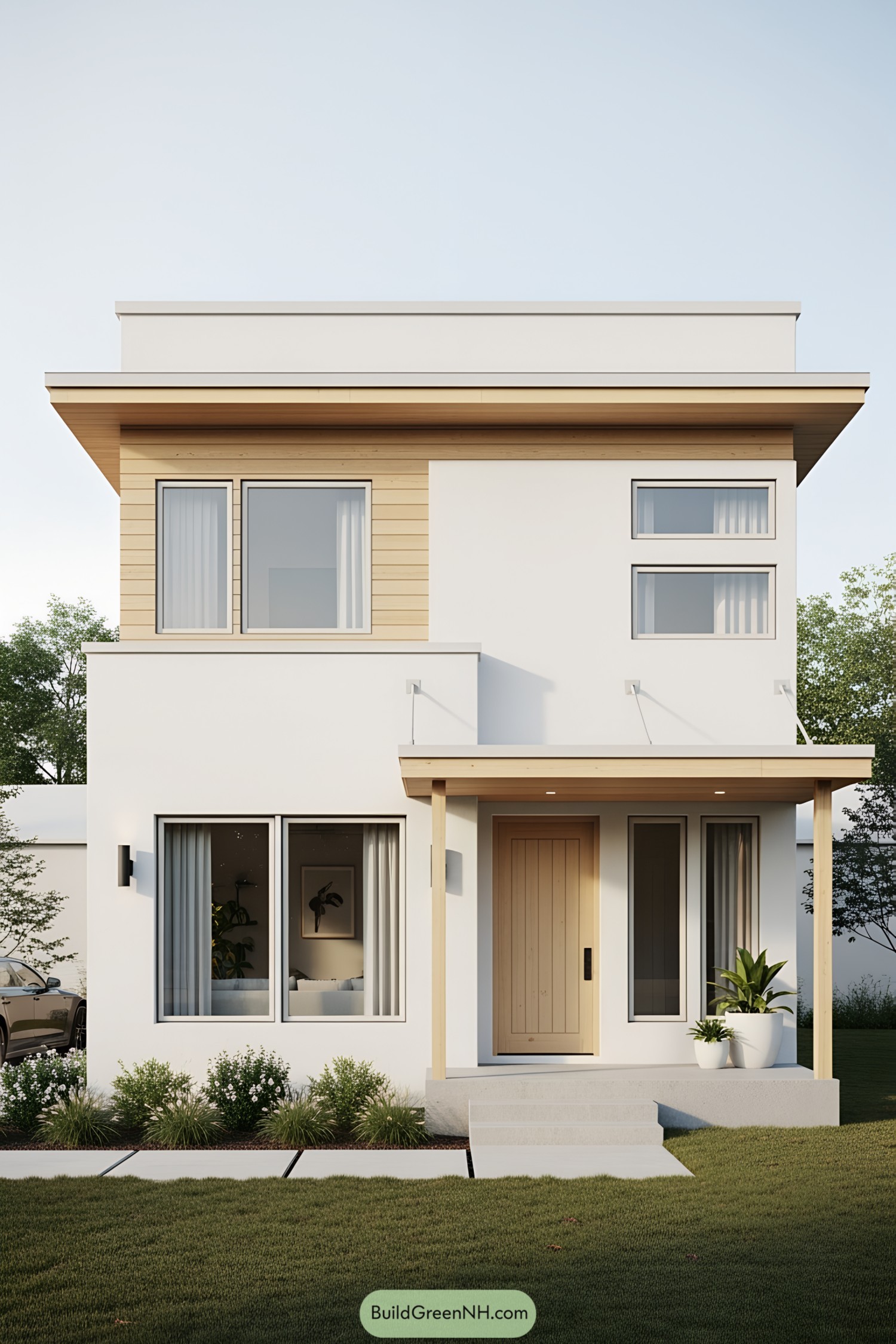 Contemporary minimalist home with a flat roof