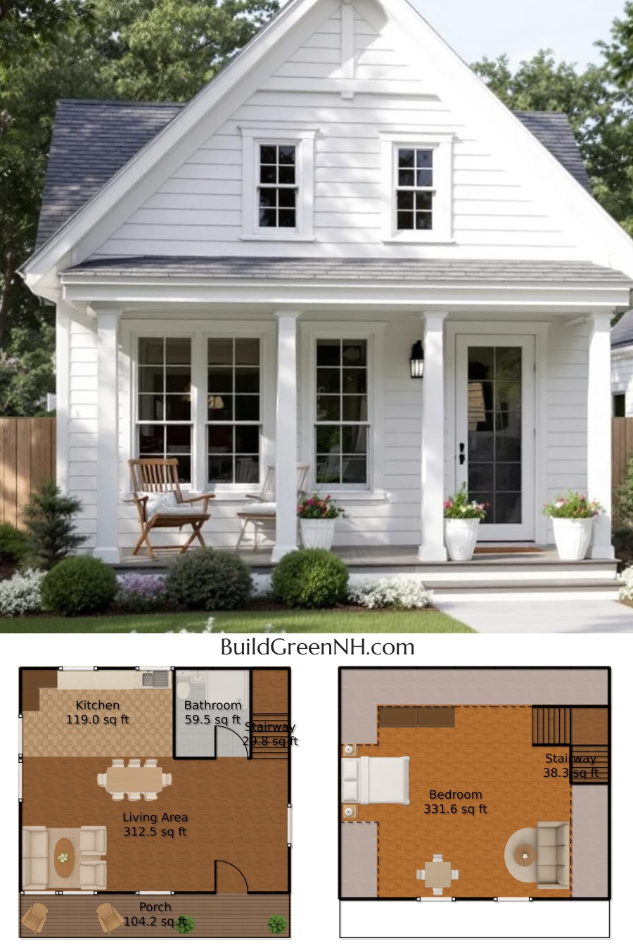 White Picket Fairy Den: Small Cottage Floor Plans