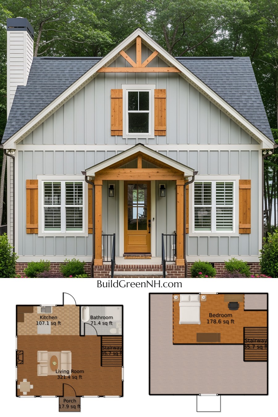Quaint Woodland Abode: Small Farmhouse Plans