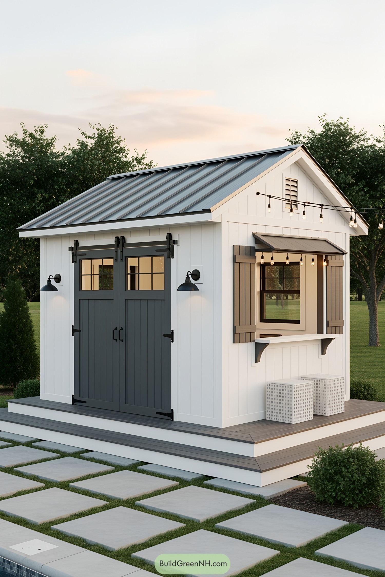 Charming small pool house with stylish design
