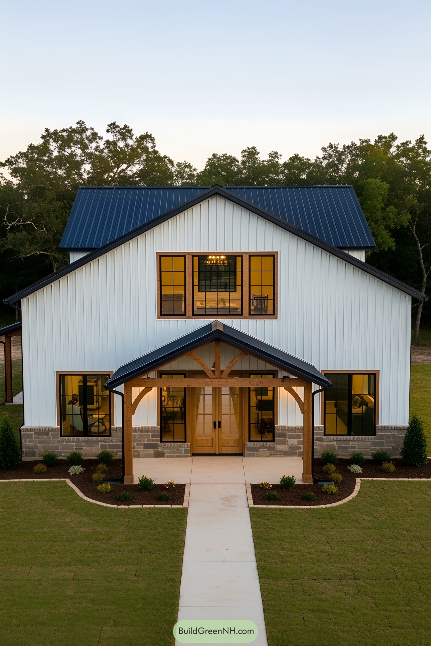 Elegant ranch barndominium with a sleek finish