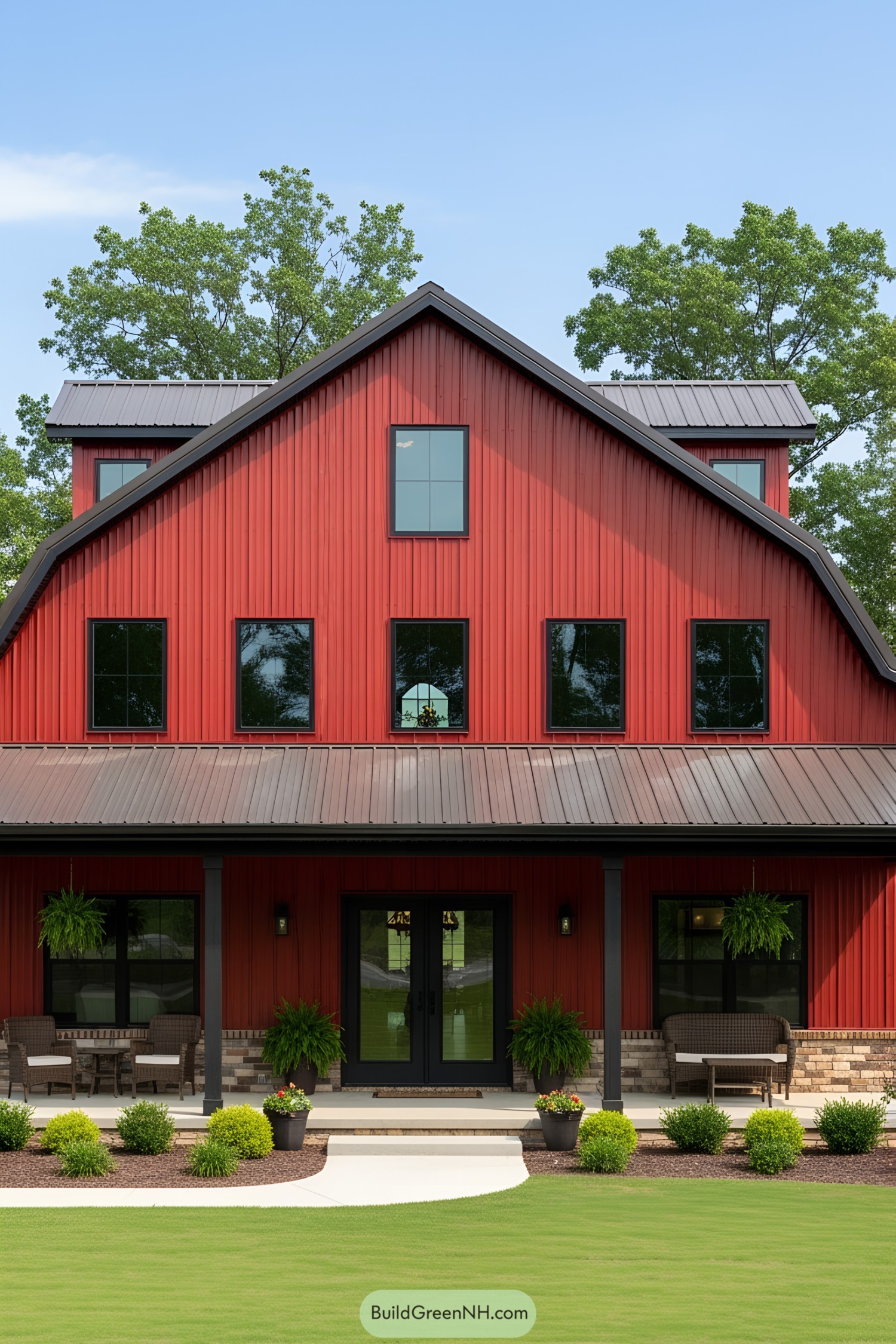 Chic red barndominium with modern appeal