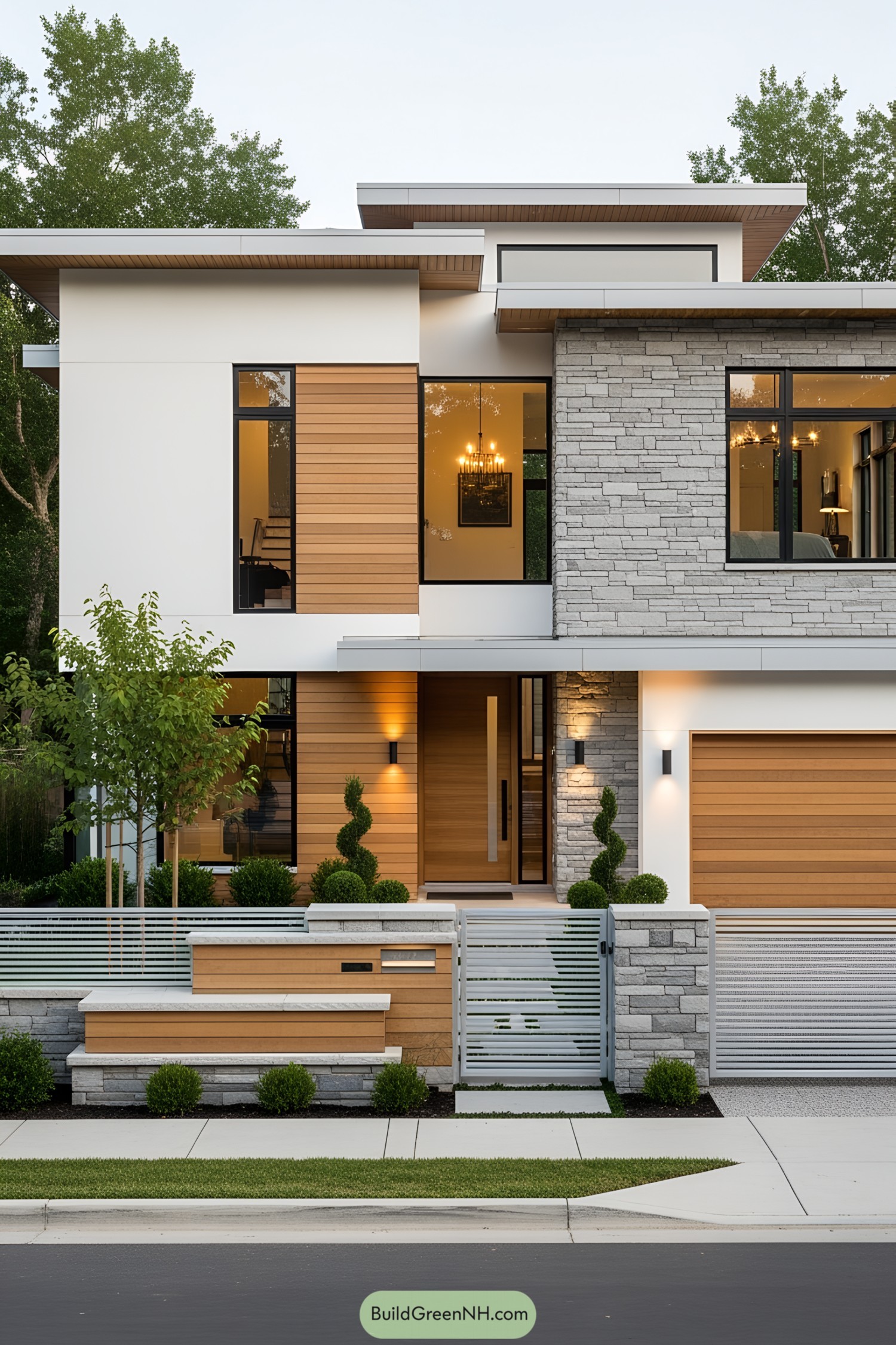 Modern house with stone and wooden elements