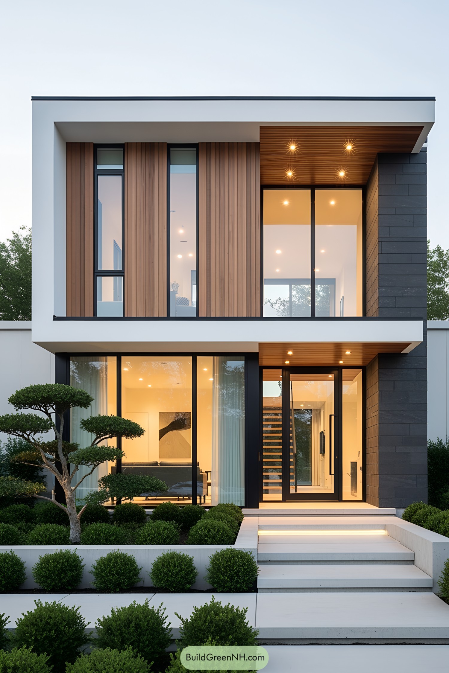 Two-Story Modern Home with Wood Accents