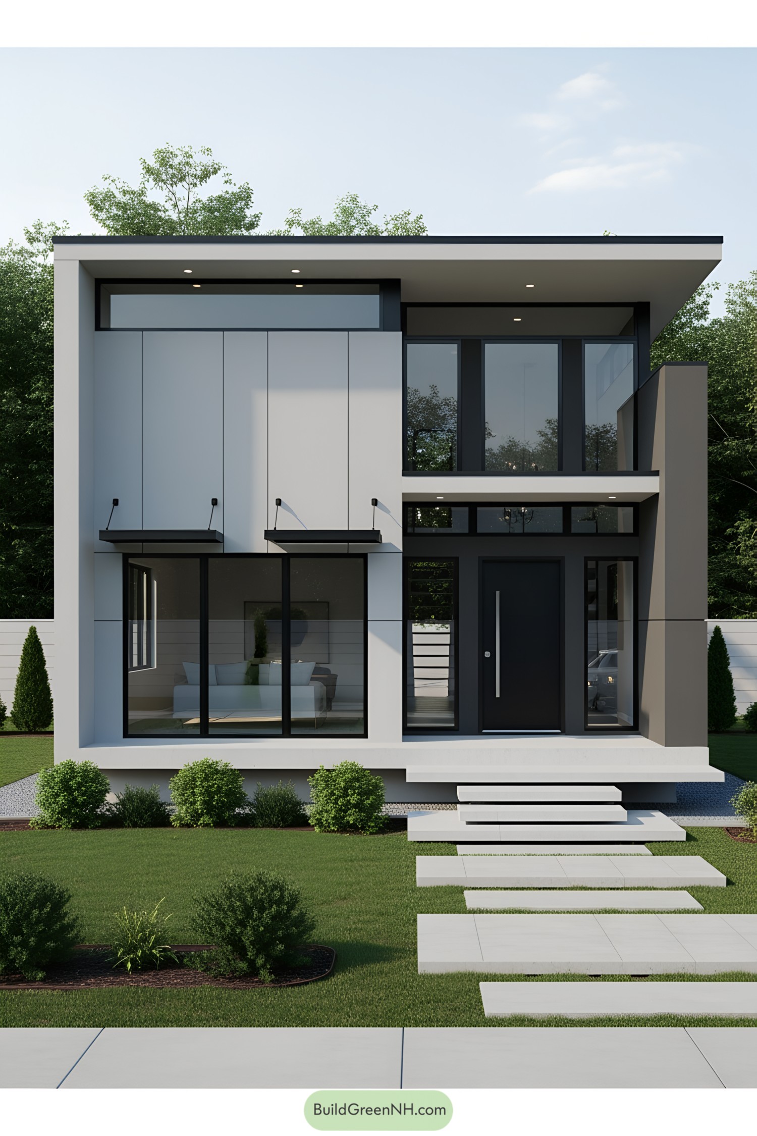 Modern house with large windows and clean lines