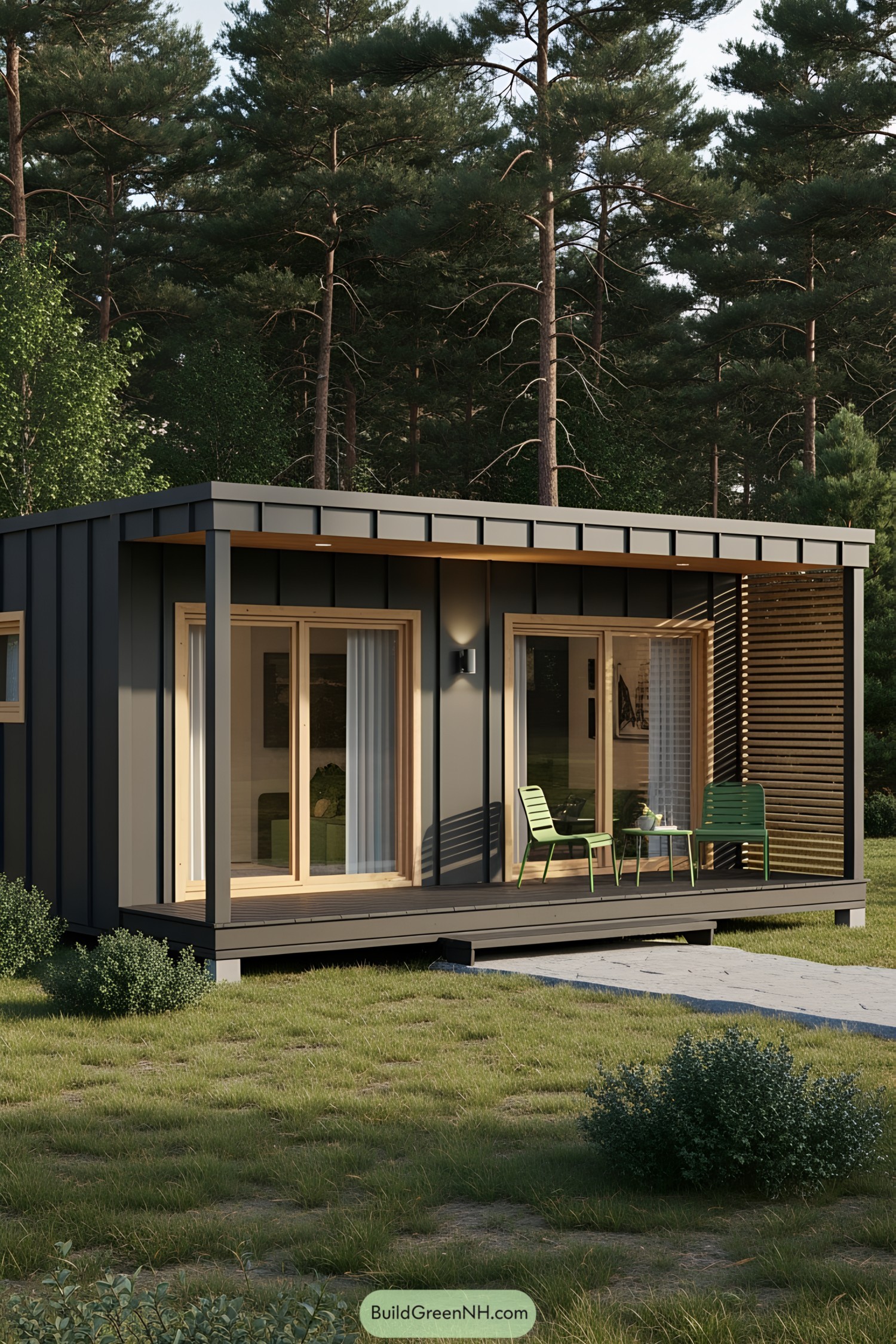 Modern container house with large windows