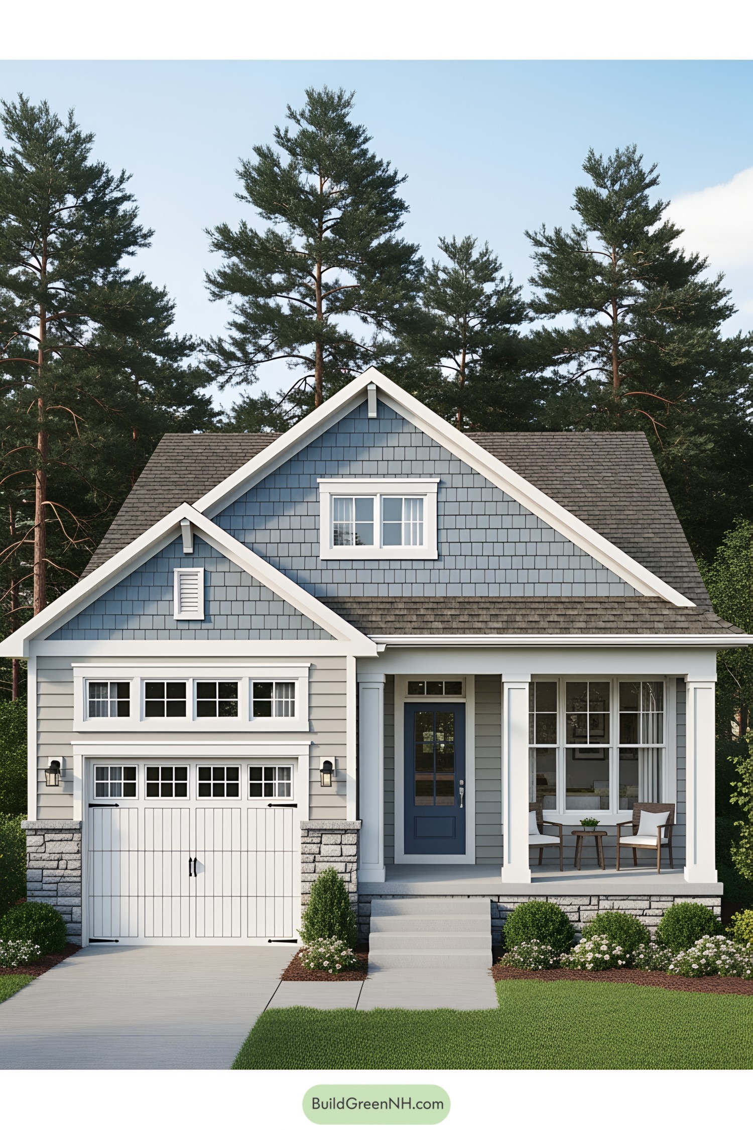 Charming small house with a porch and garage