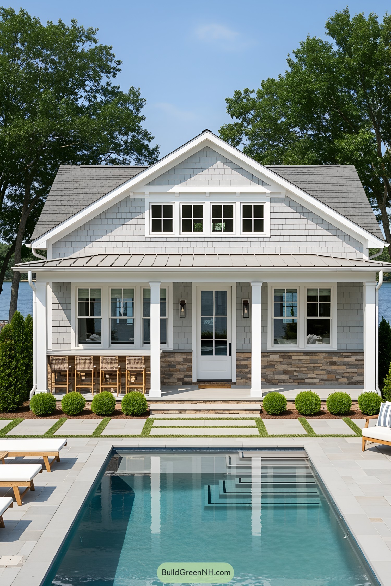 Small modern house with a pool and patio