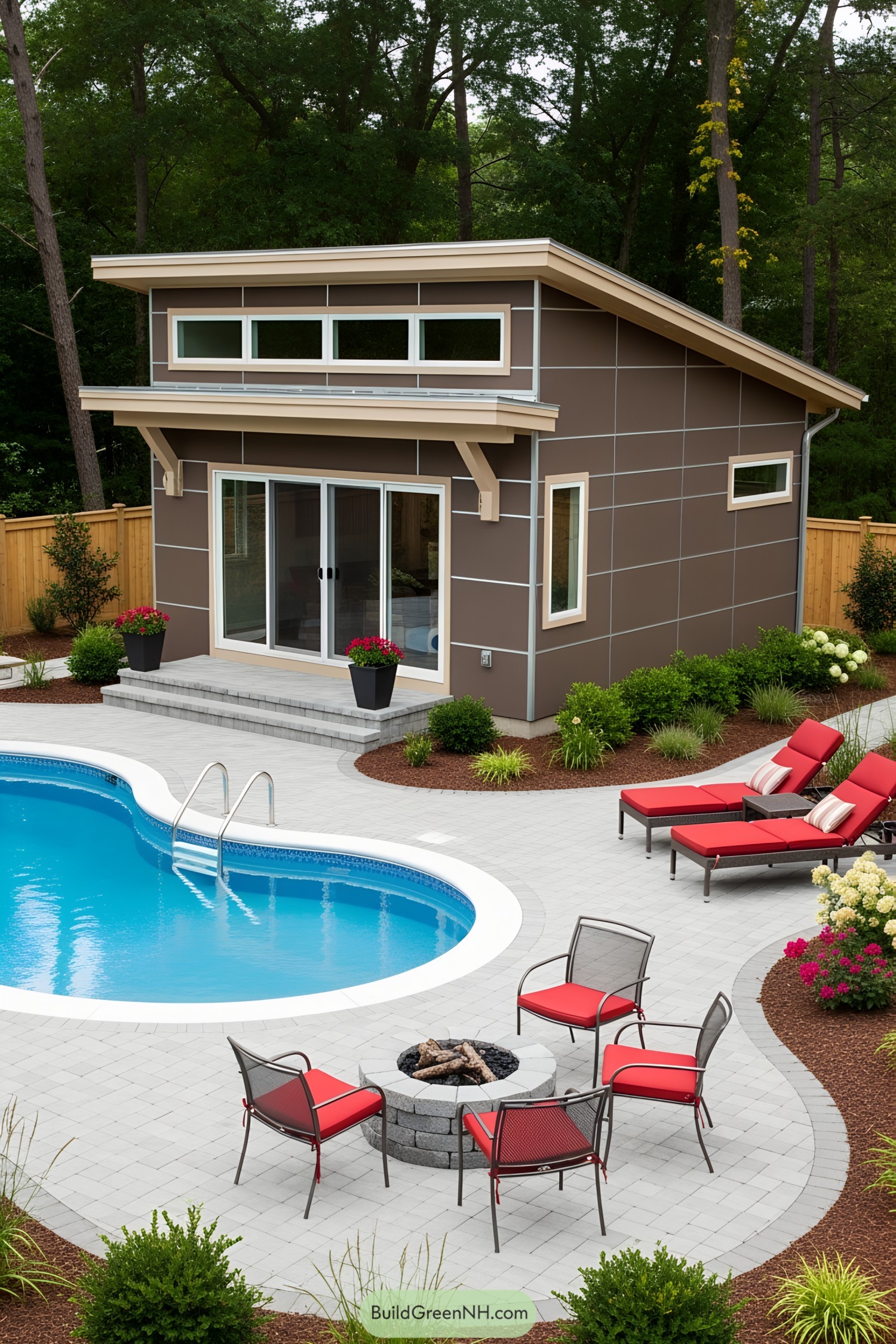 Cozy modern house with a swimming pool