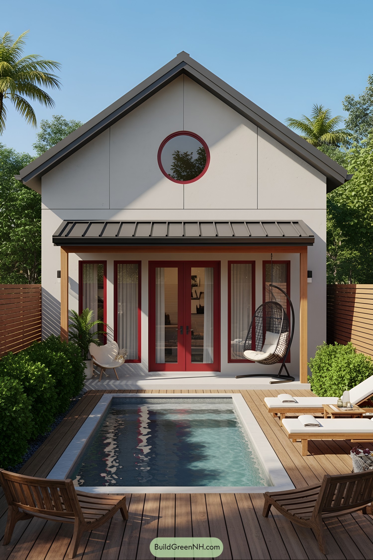 Small house with a pool in the backyard