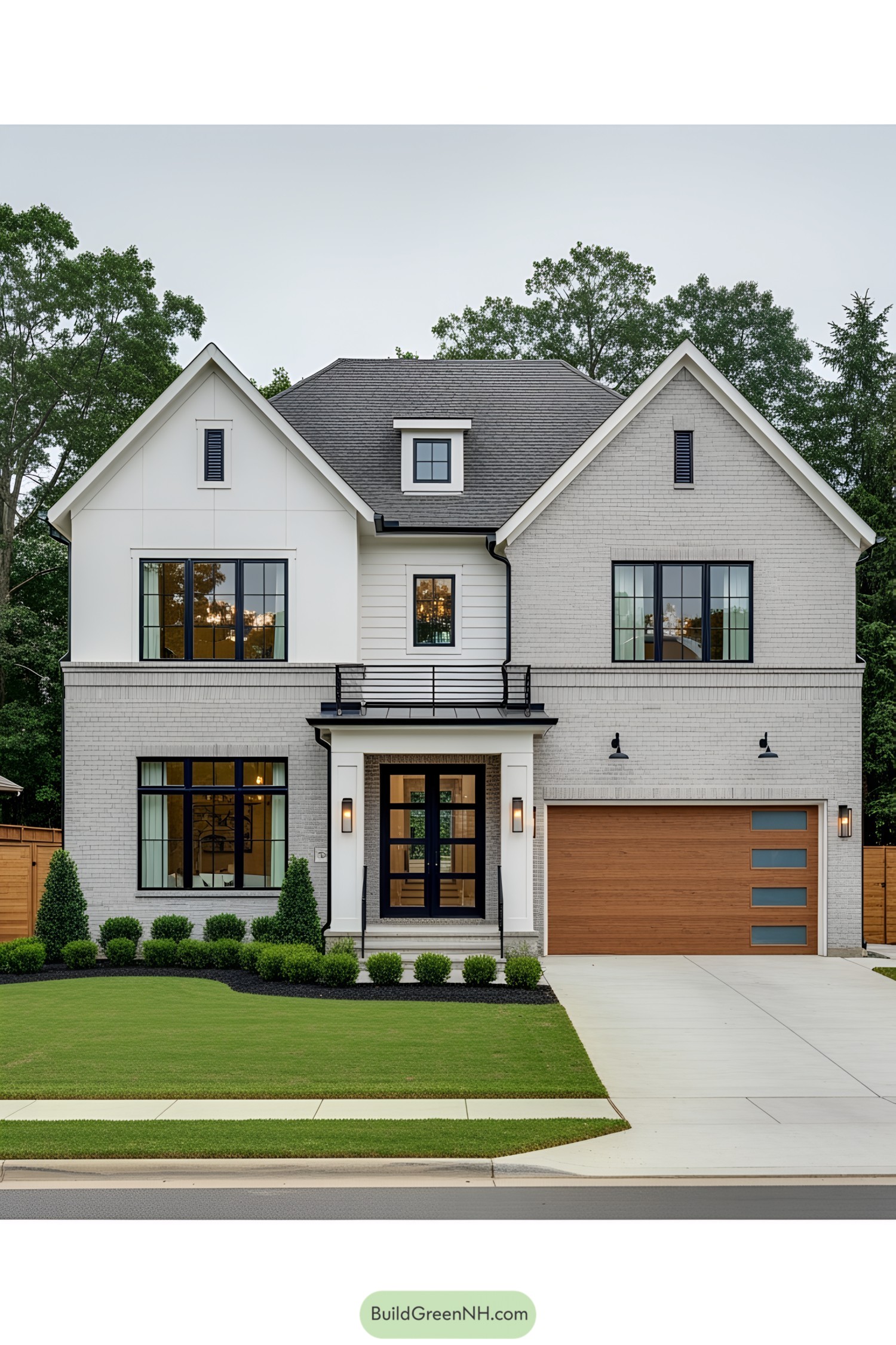 Stylish modern house with manicured lawn