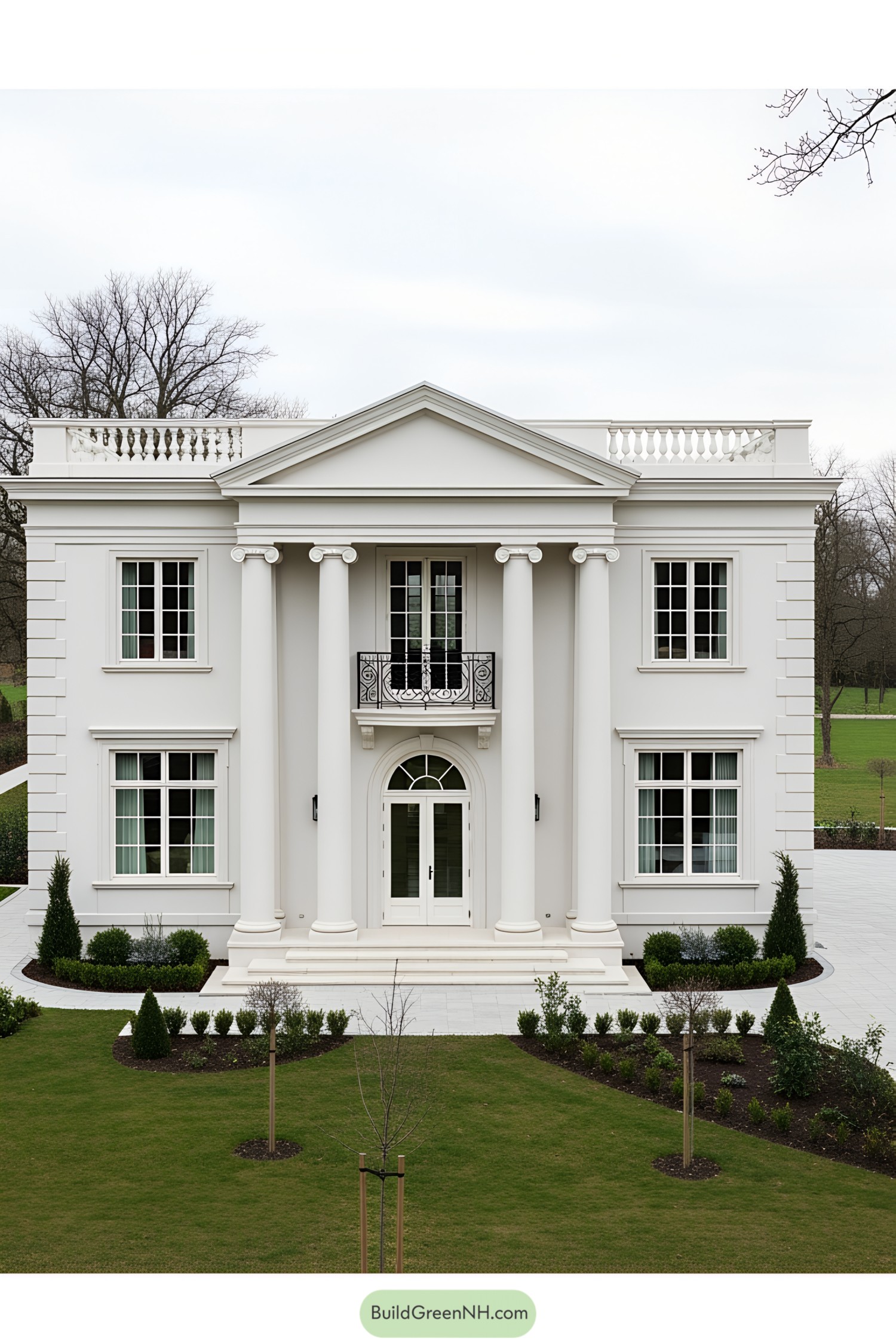 Elegant white villa with classic columns