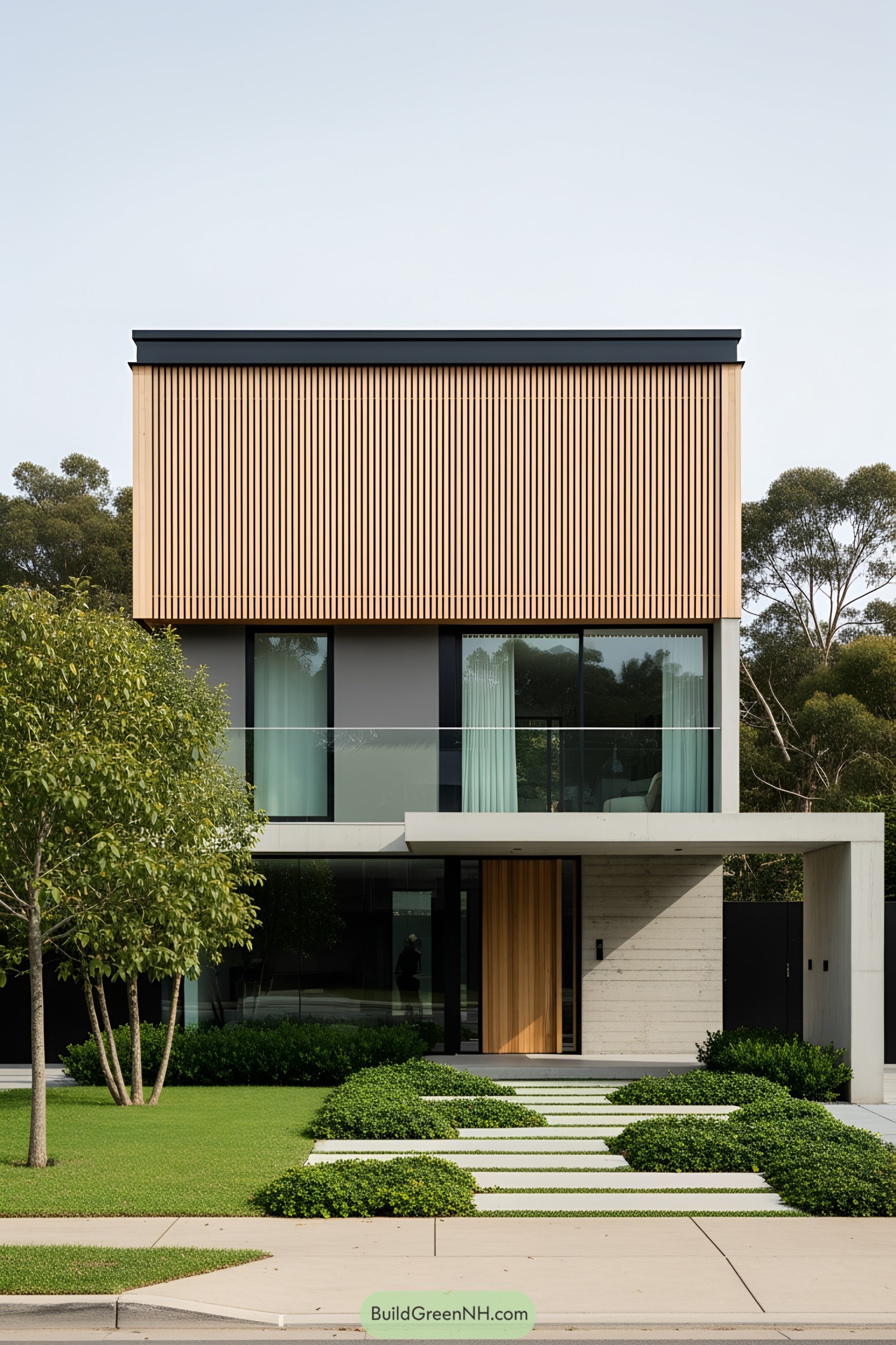 Contemporary home with sleek wooden facade