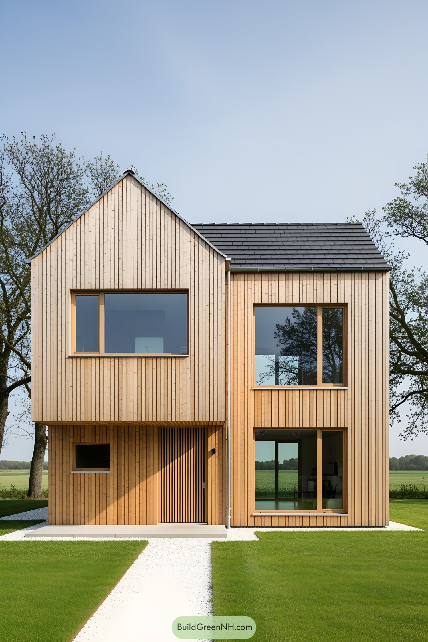 Contemporary house with sleek wooden facade