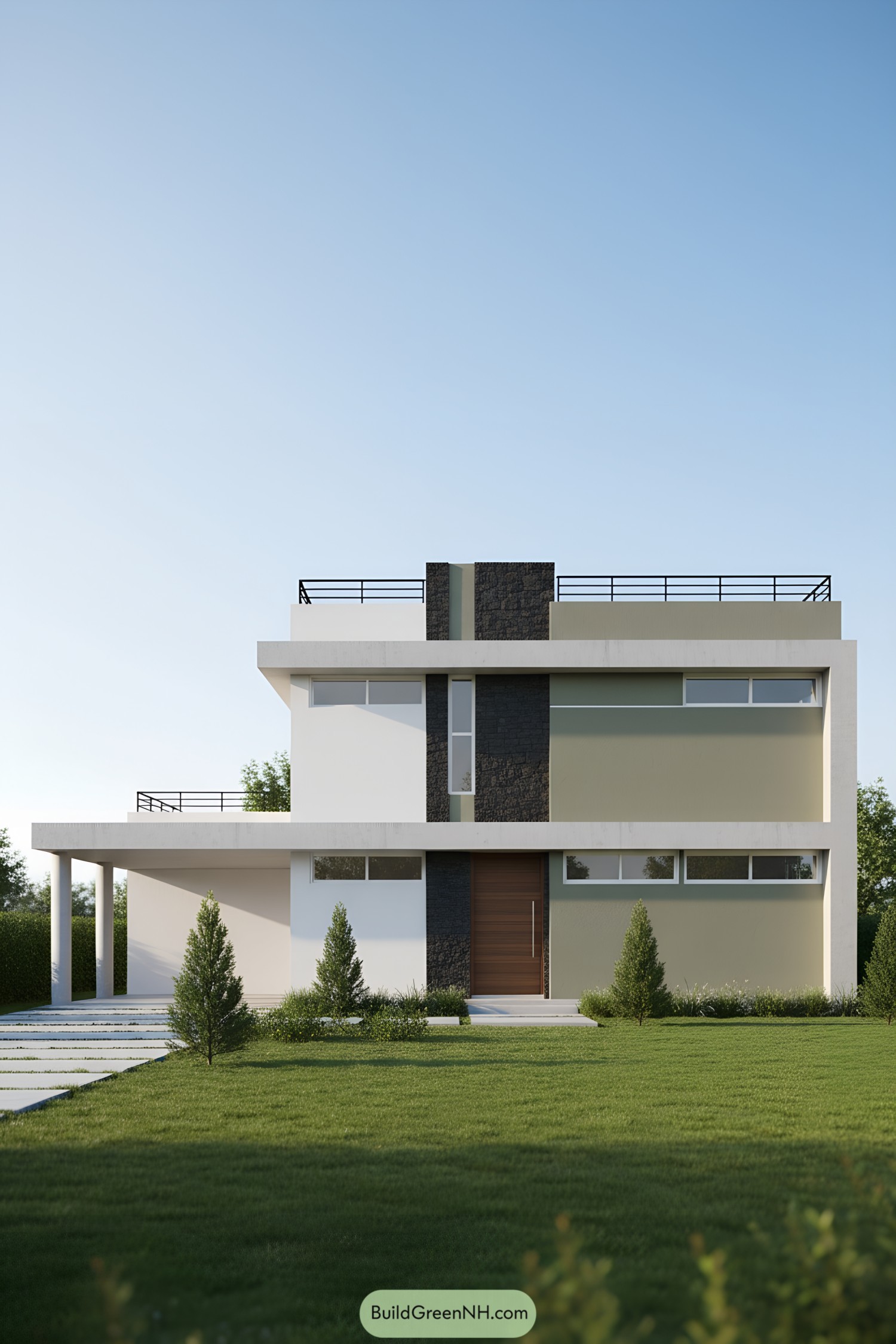 Modern single-floor house with geometric design