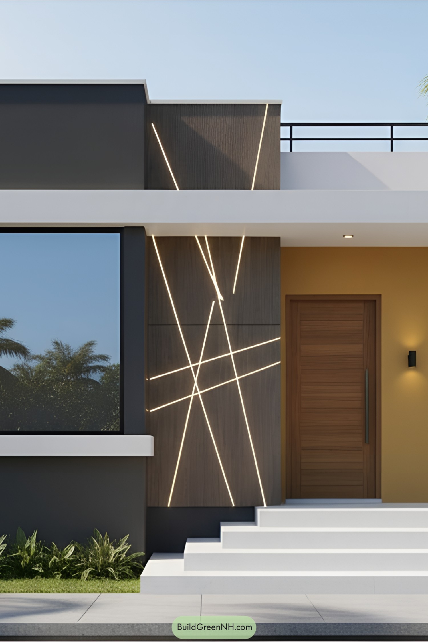 Sleek facade of a contemporary single-floor house