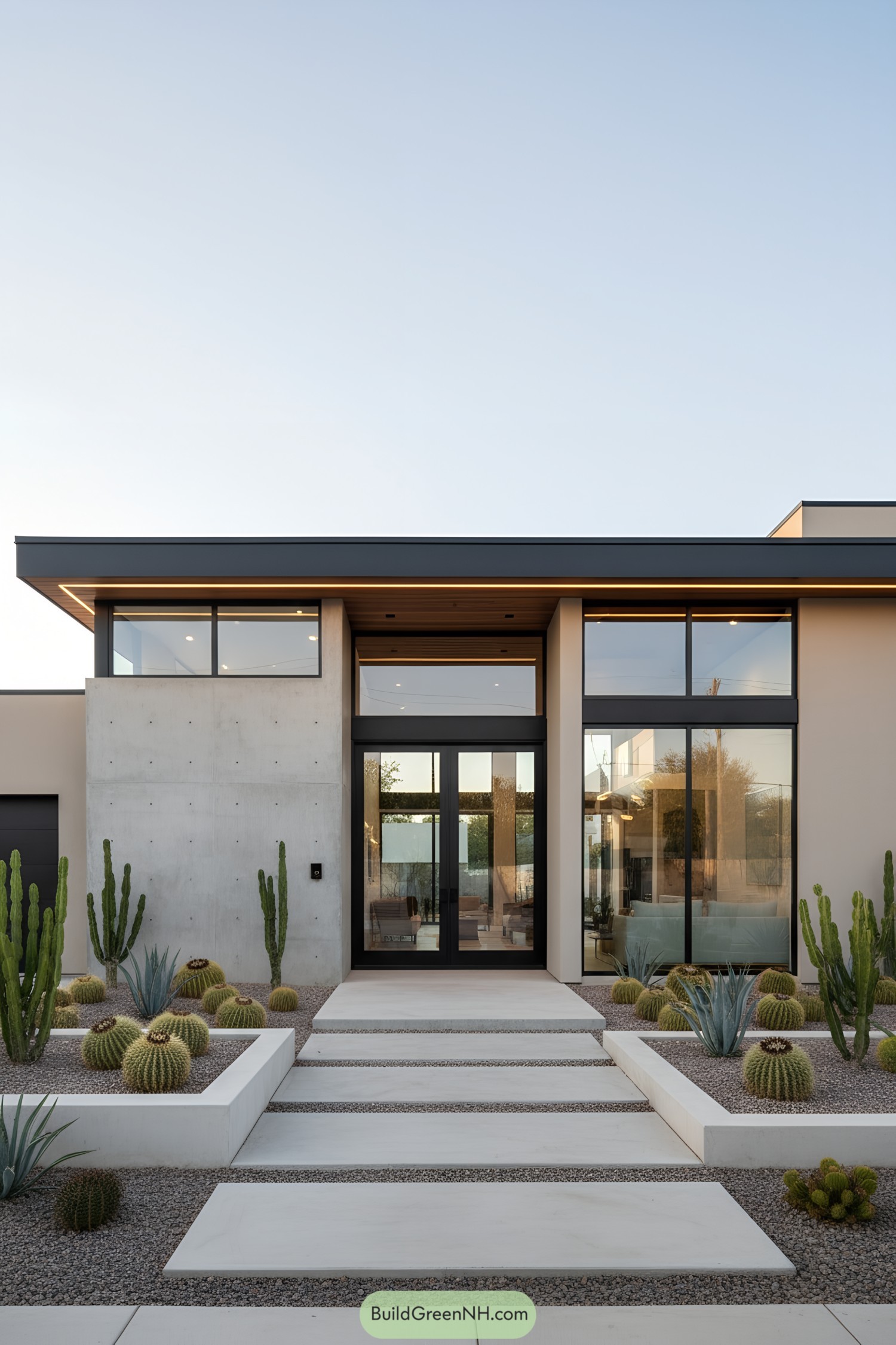 Chic single-floor house with desert landscaping