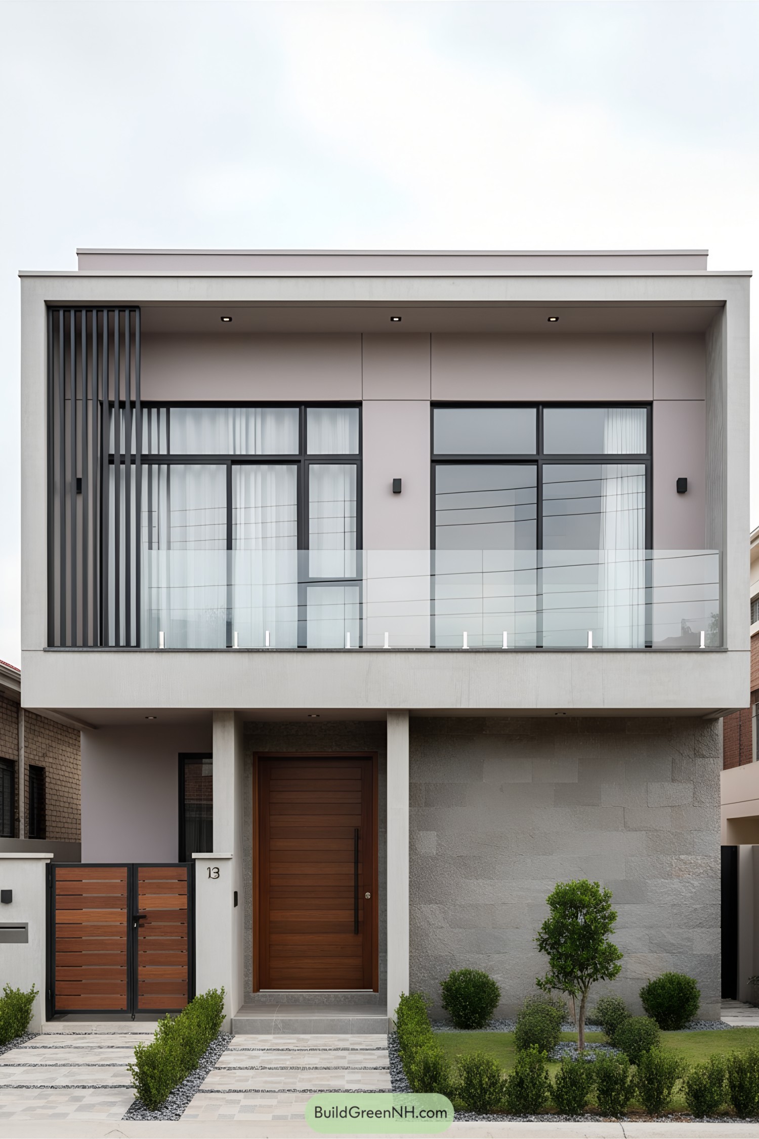 Compact modern house with large windows and sleek design