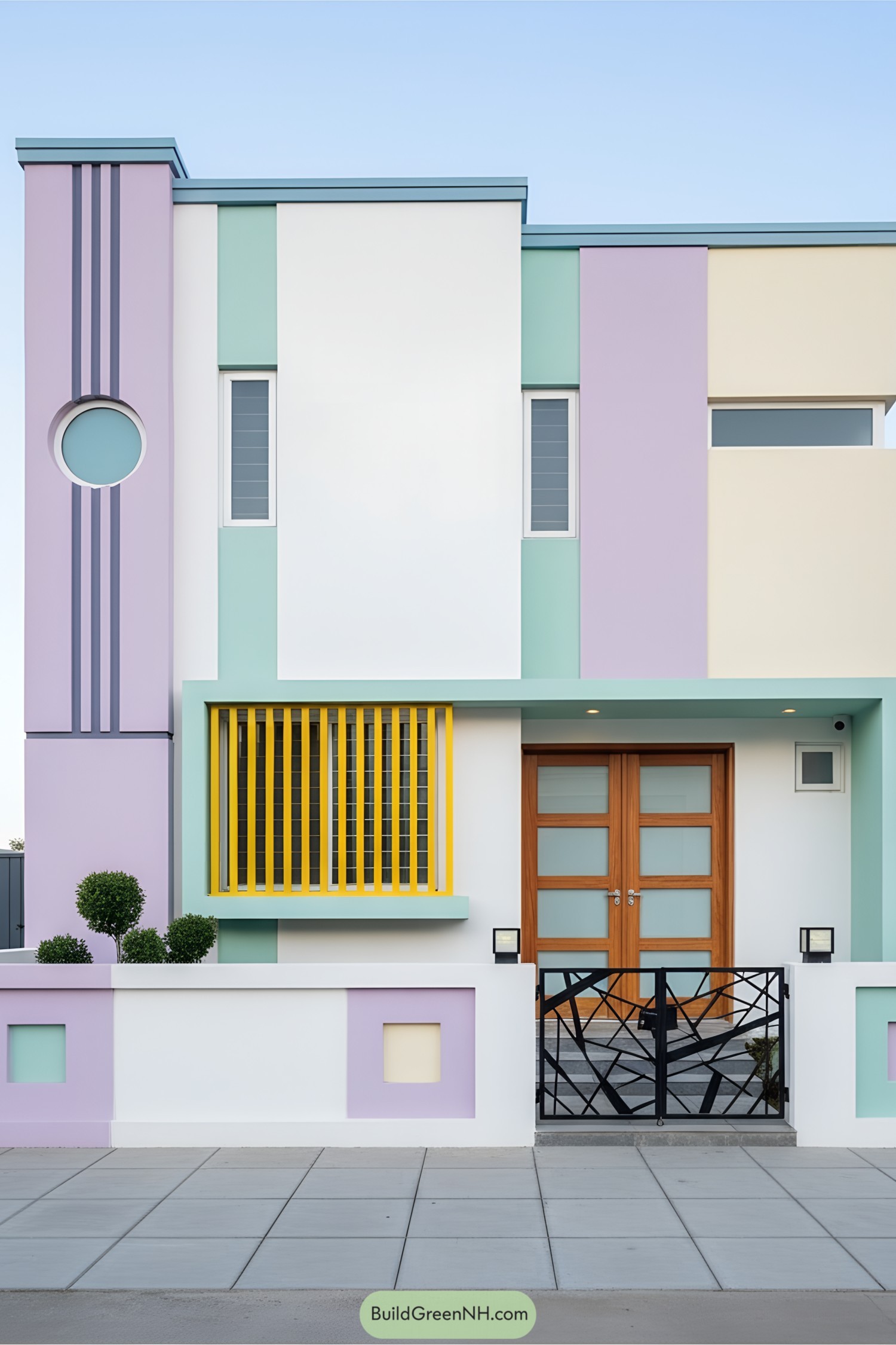 Colorful modern house with unique geometric facade