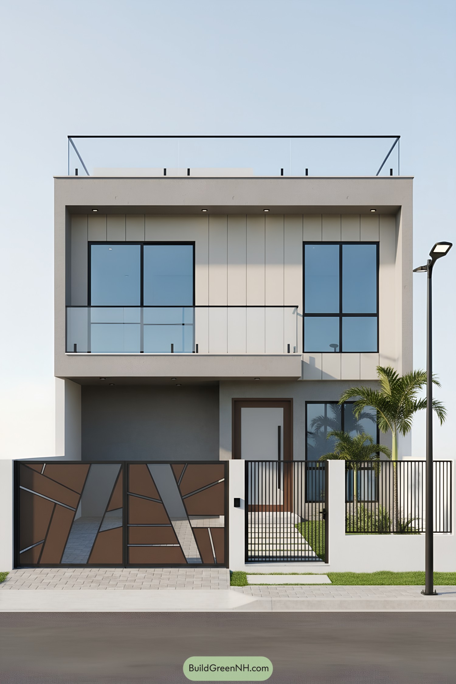 Modern two-story house with a square design