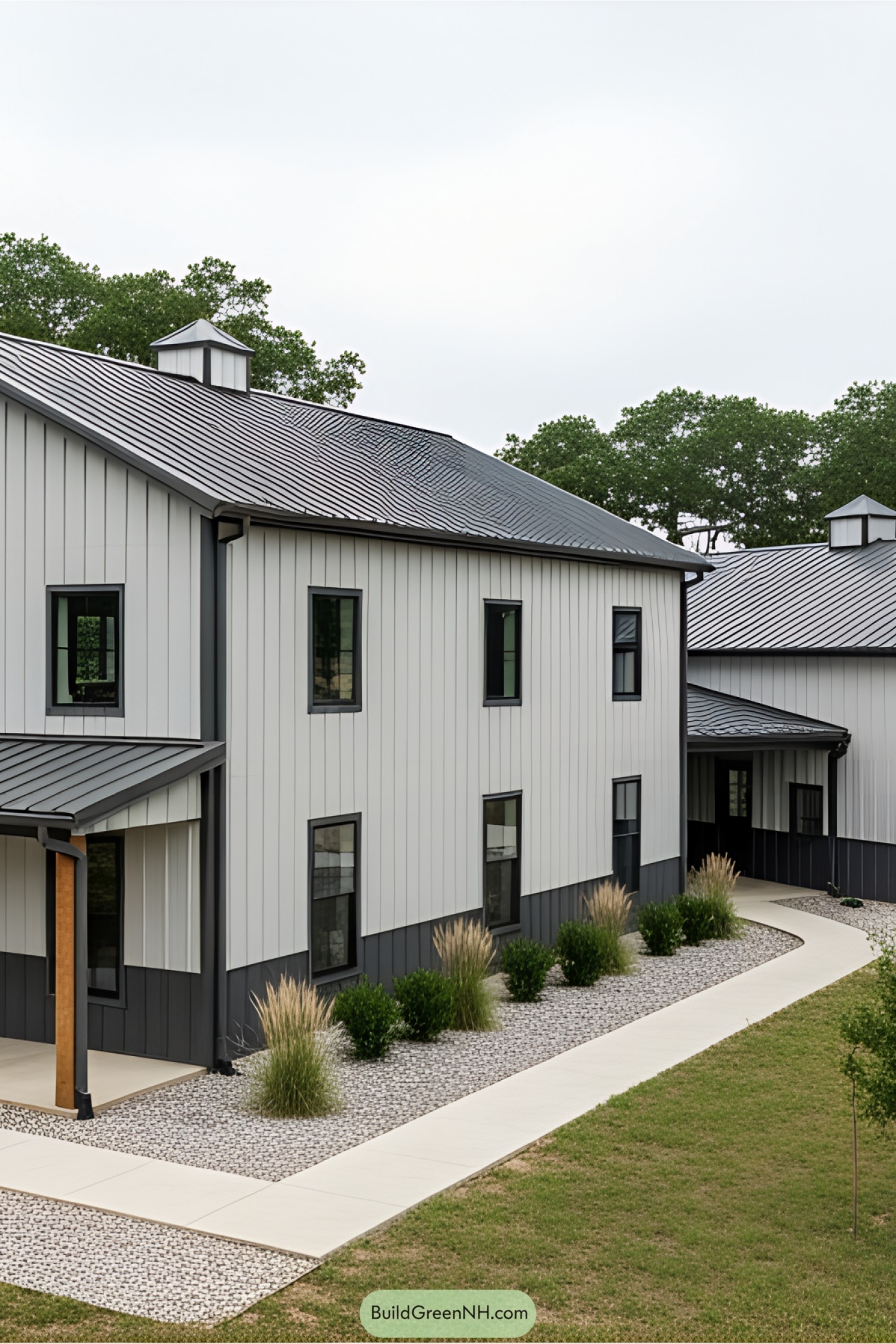Gray and Black Barndominium with Clean Lines