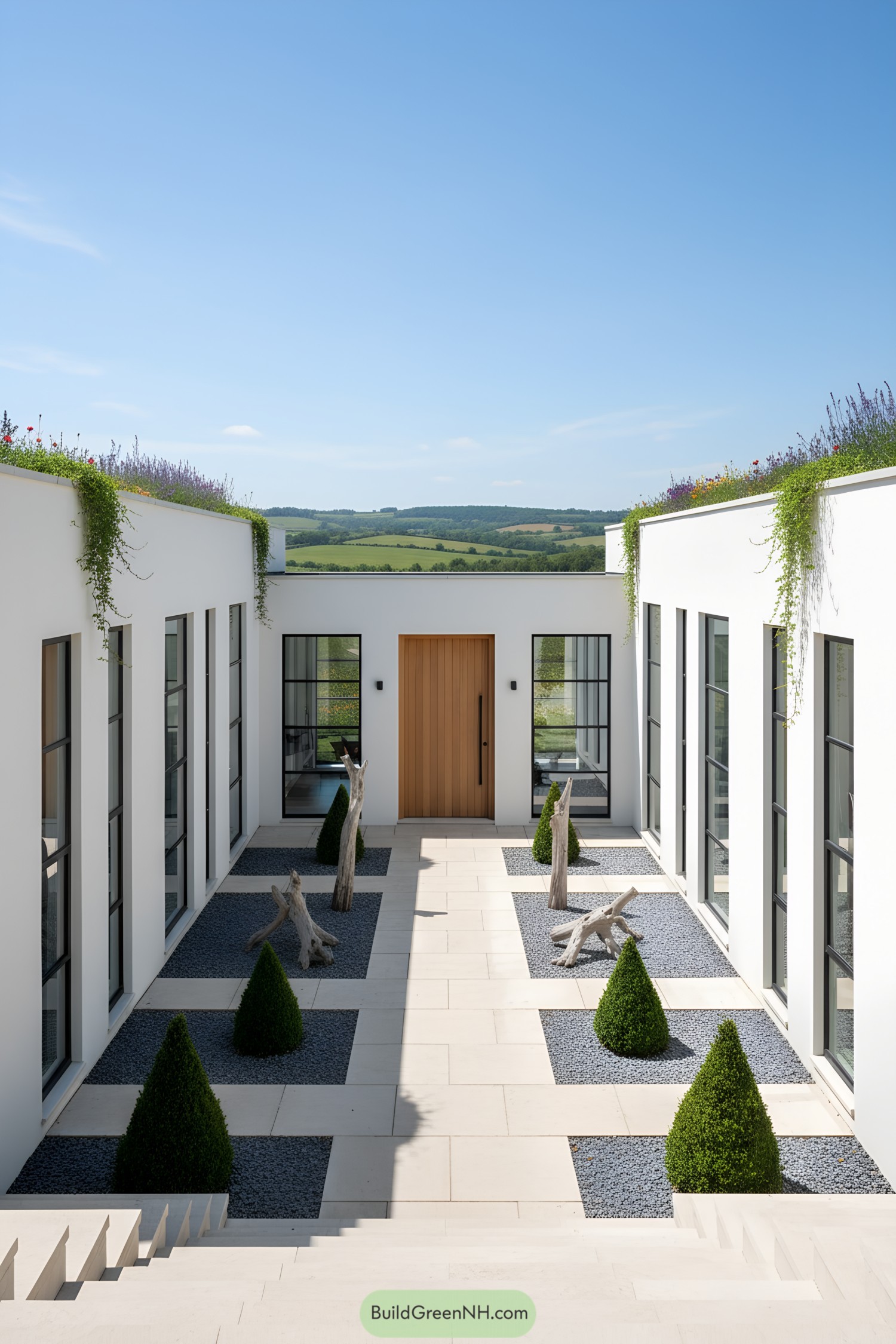 Modern hillside house with a tranquil courtyard