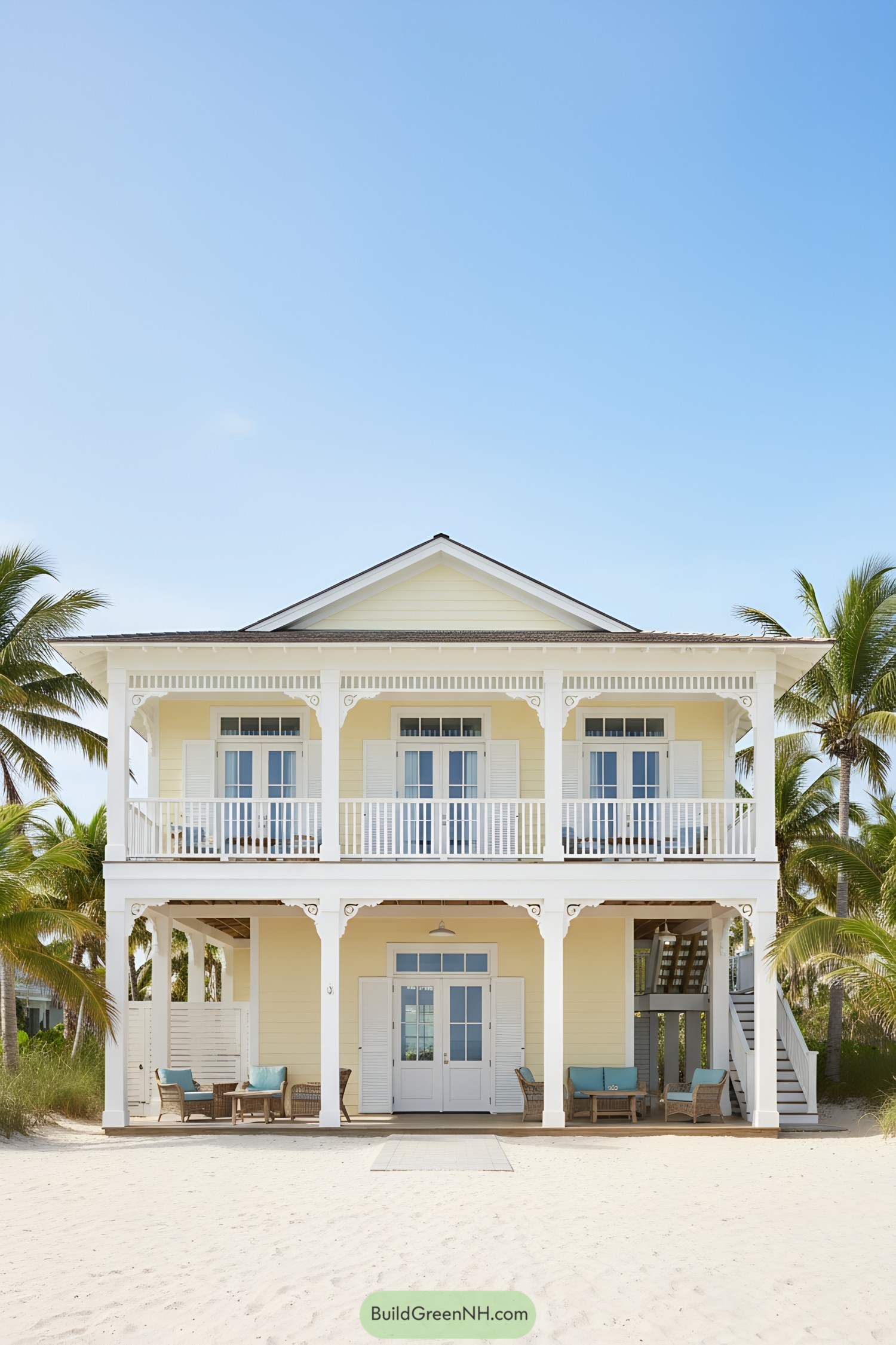 Two-Story Beach Cottage with White Trim