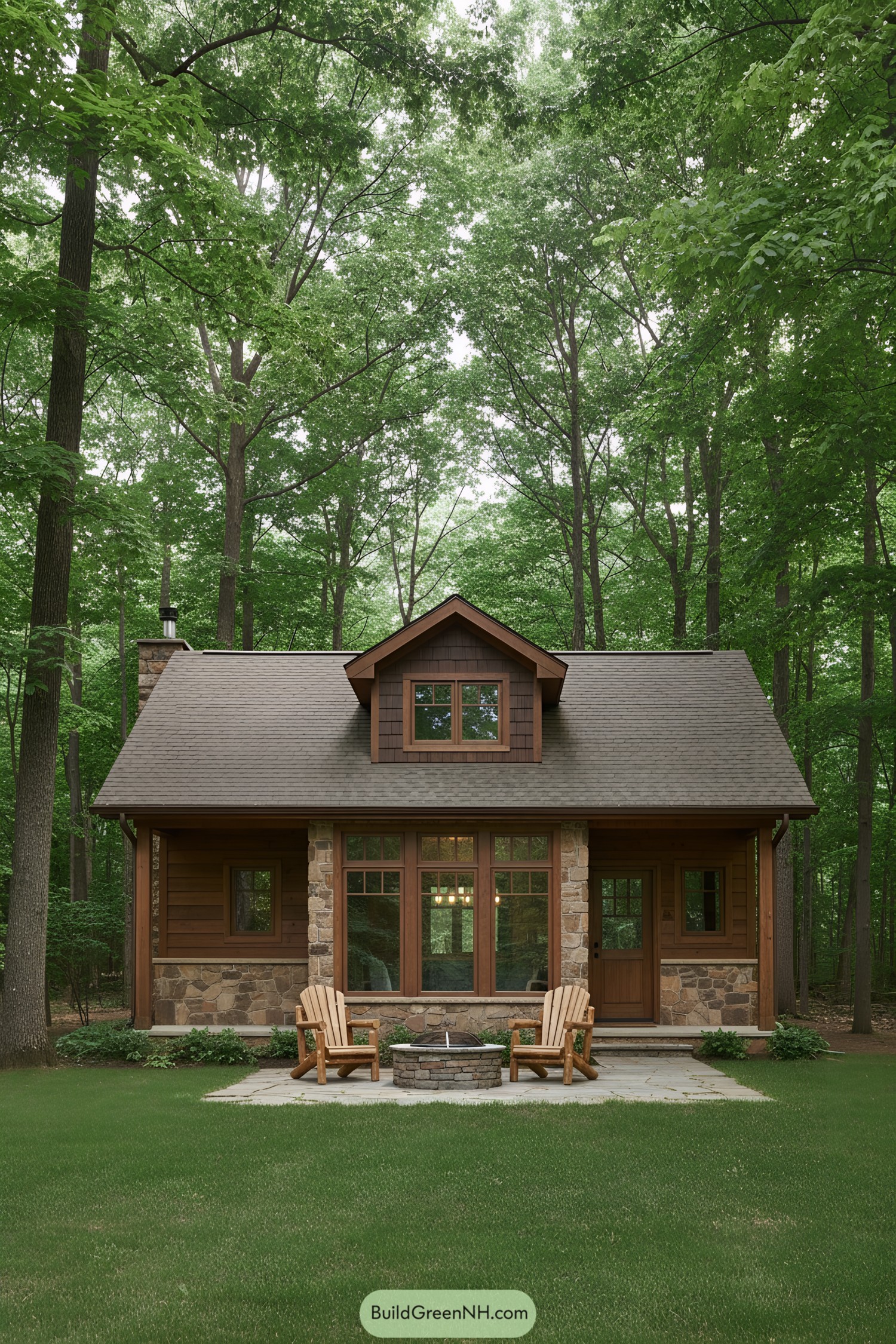 Charming cabin nestled in a lush forest setting